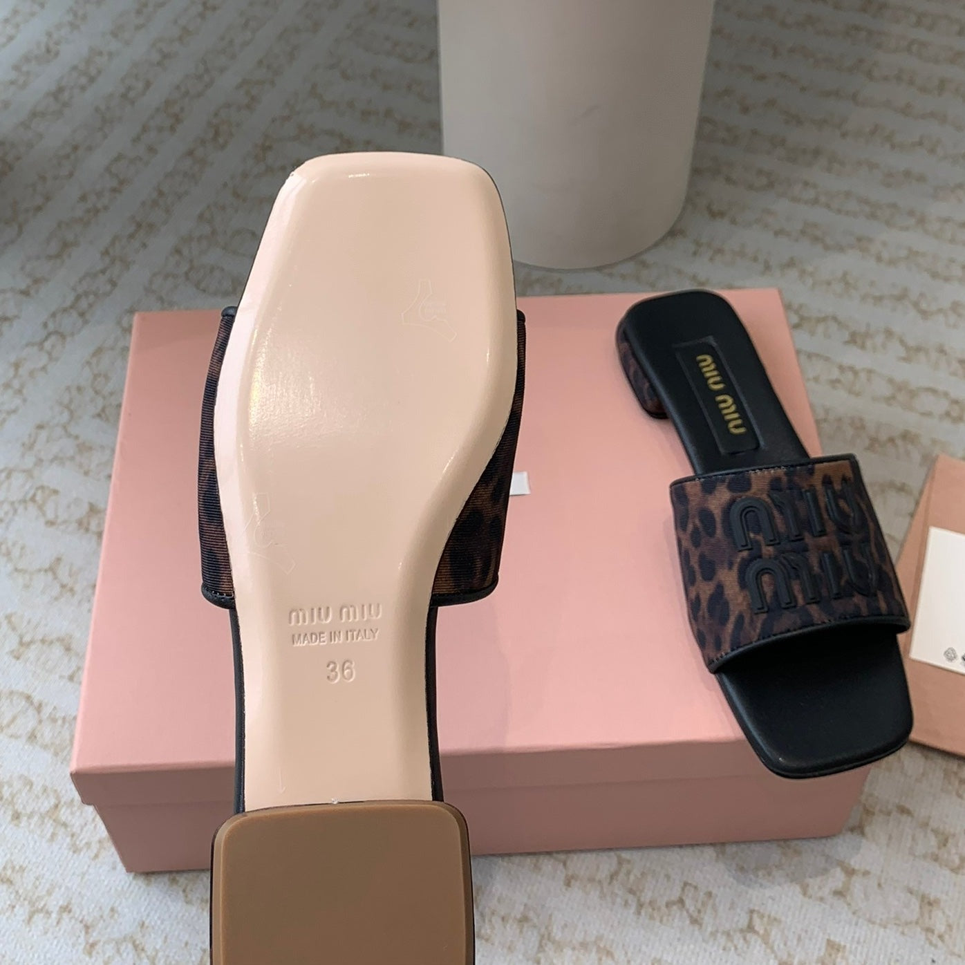 Women's Black Denim Slippers With Brown Straps - 35