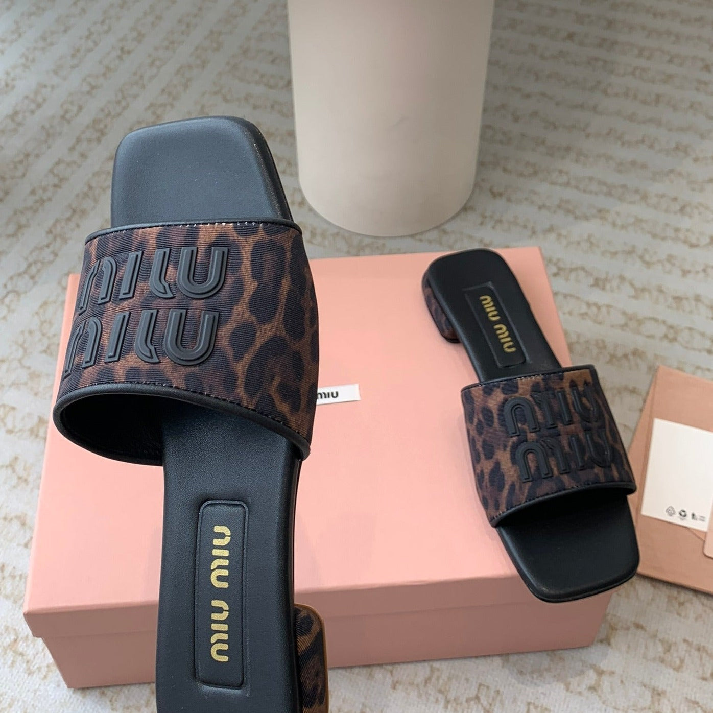 Women's Black Denim Slippers With Brown Straps - 35