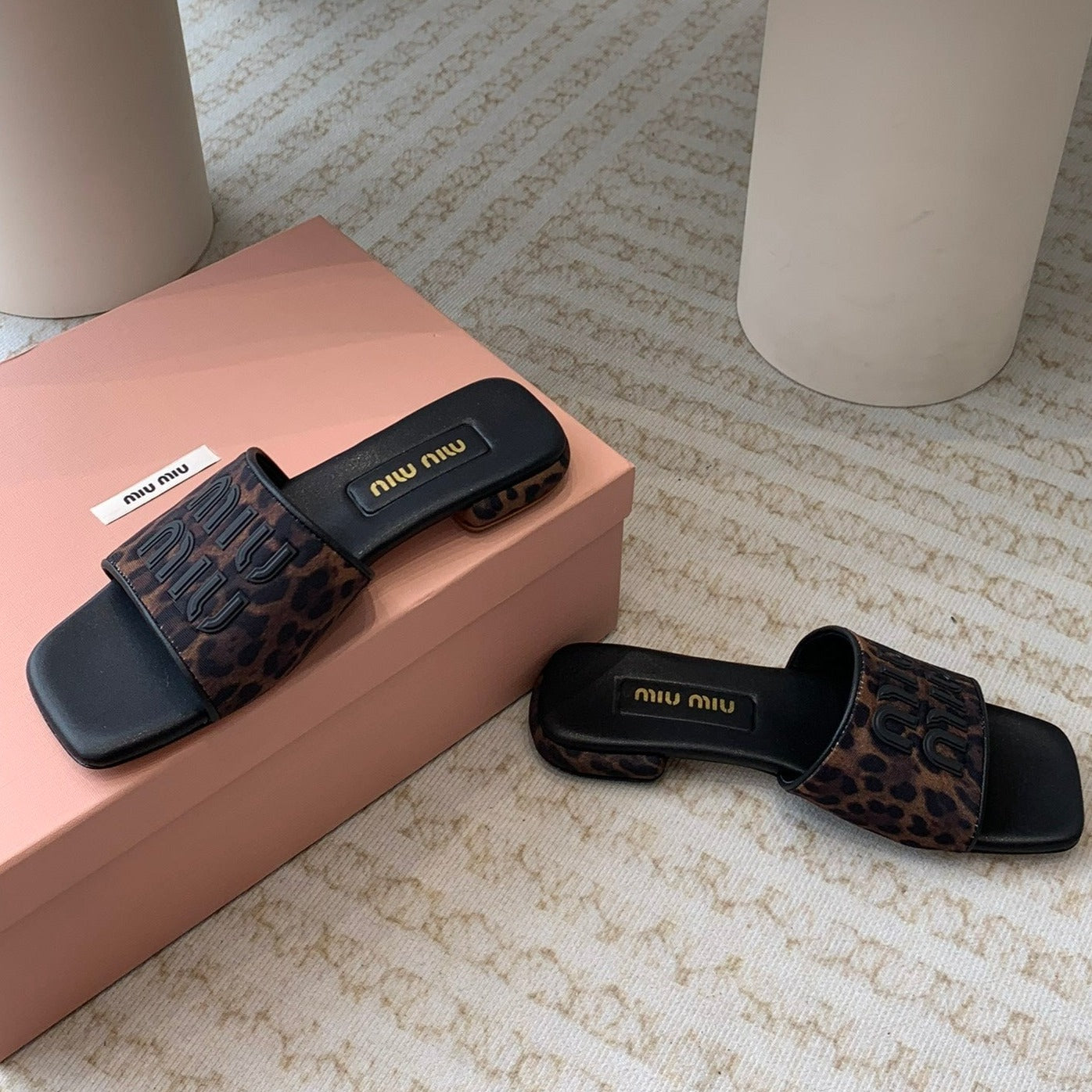 Women's Black Denim Slippers With Brown Straps - 35