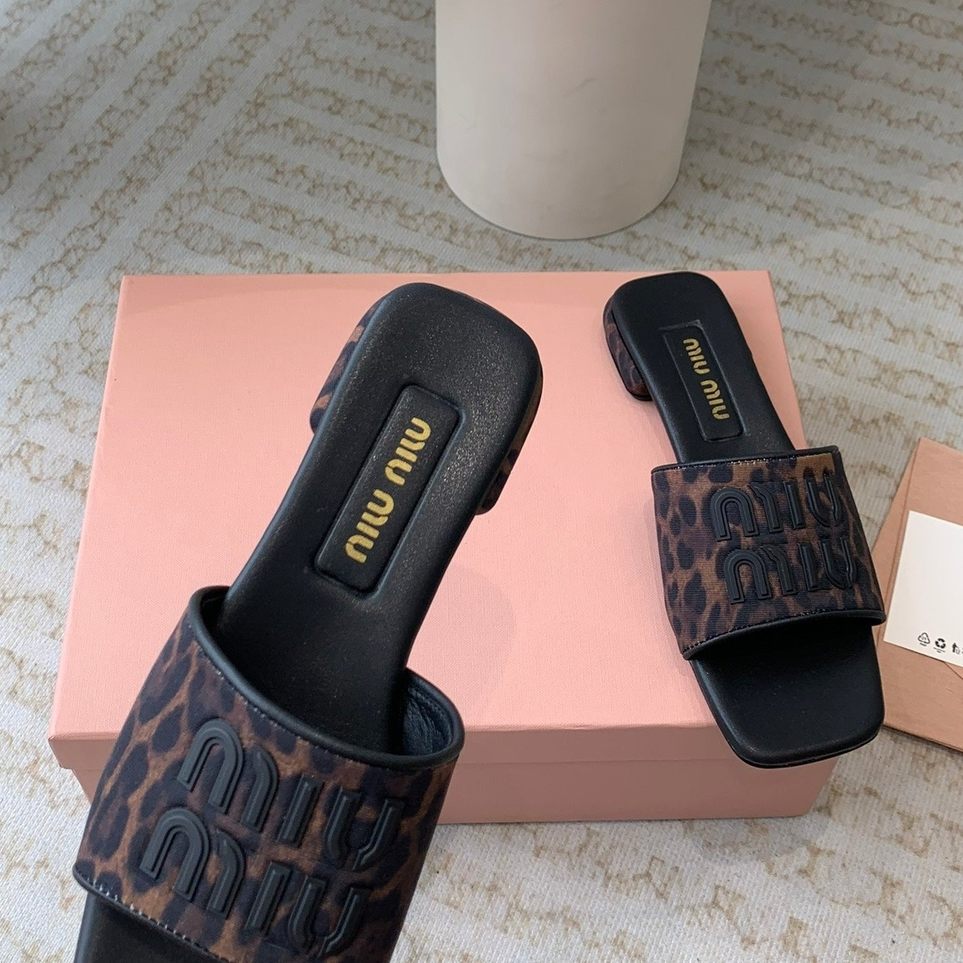 Women's Black Denim Slippers With Brown Straps - 35