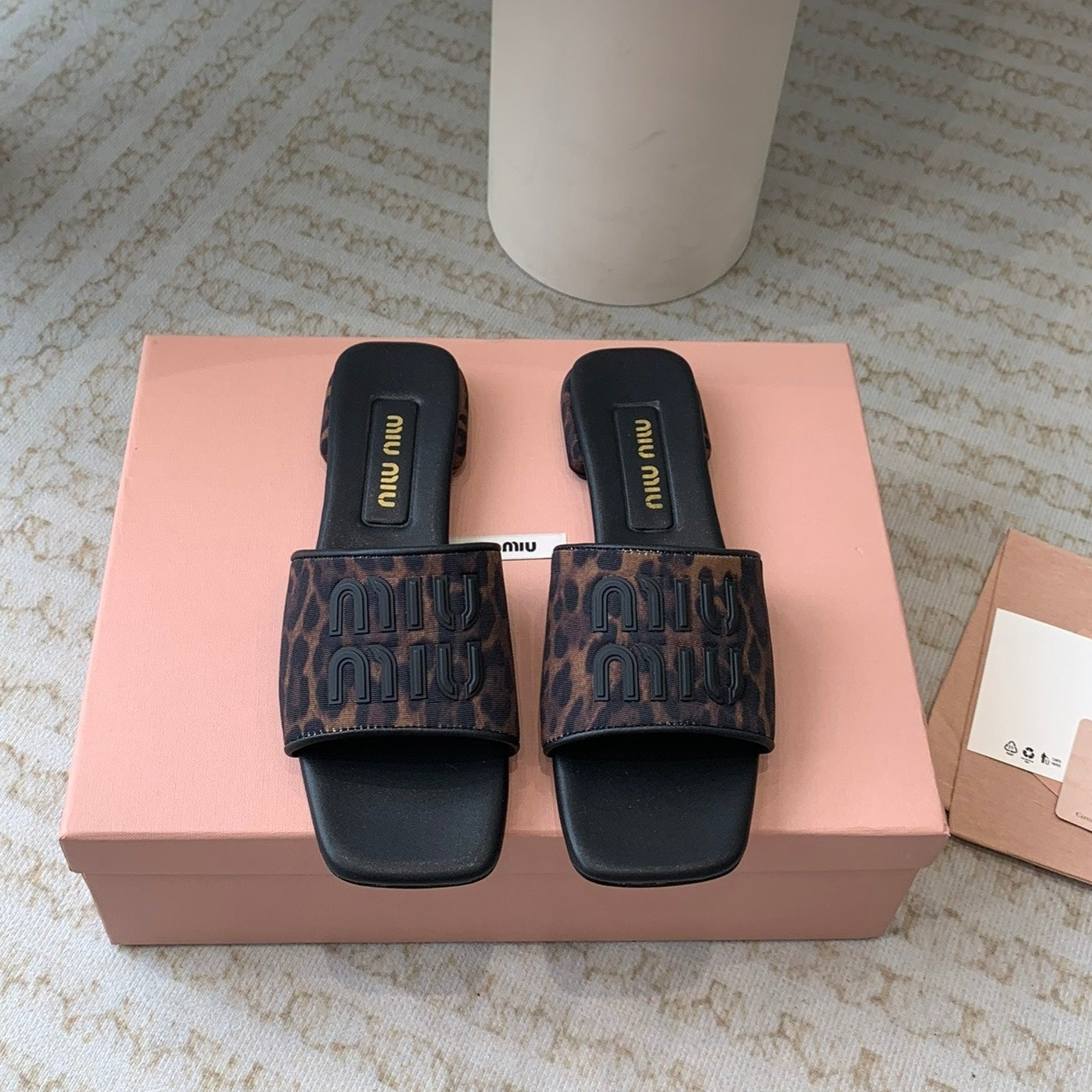 Women's Black Denim Slippers With Brown Straps - 35