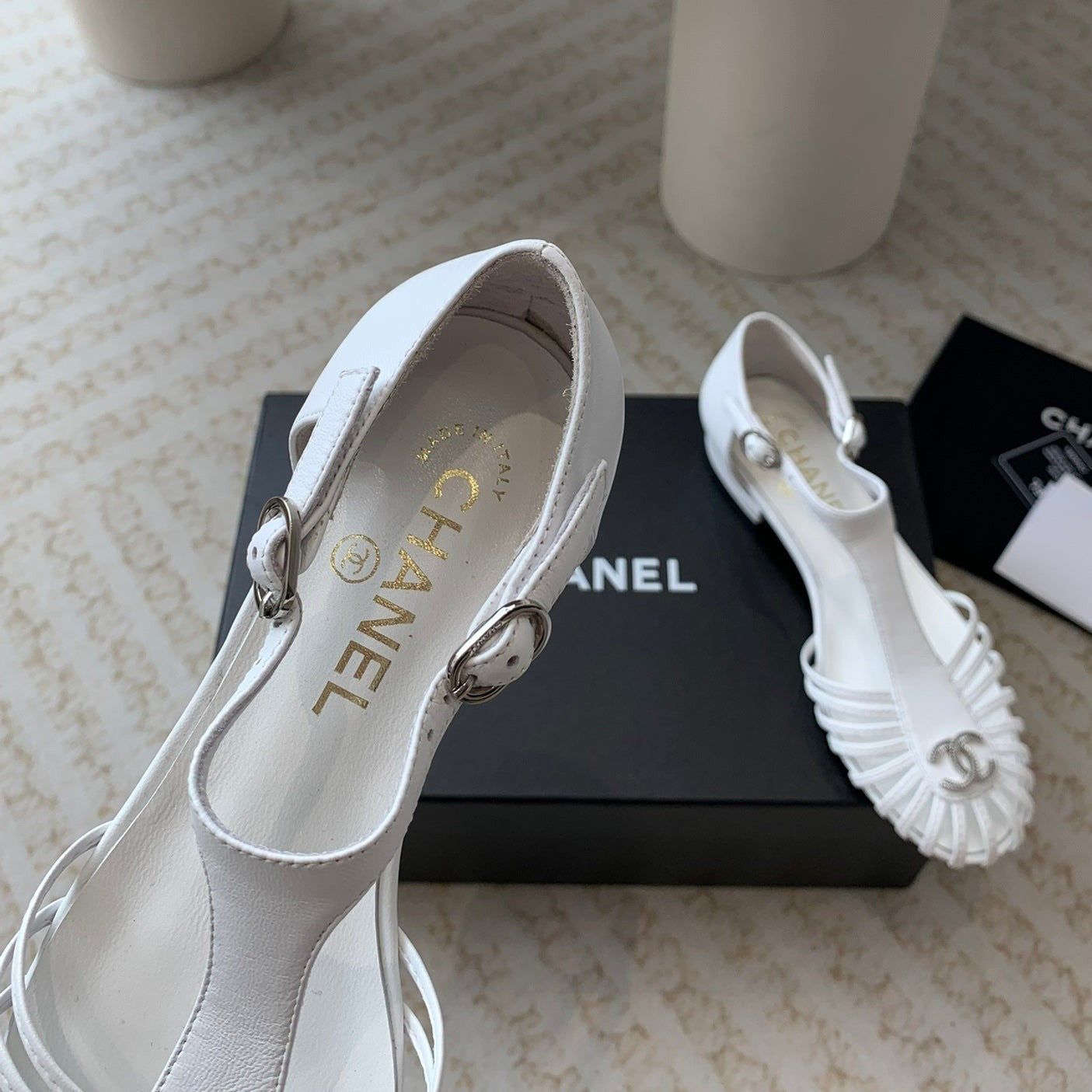 Summer New Hollow Roman Sandals White Sheepskin - 35