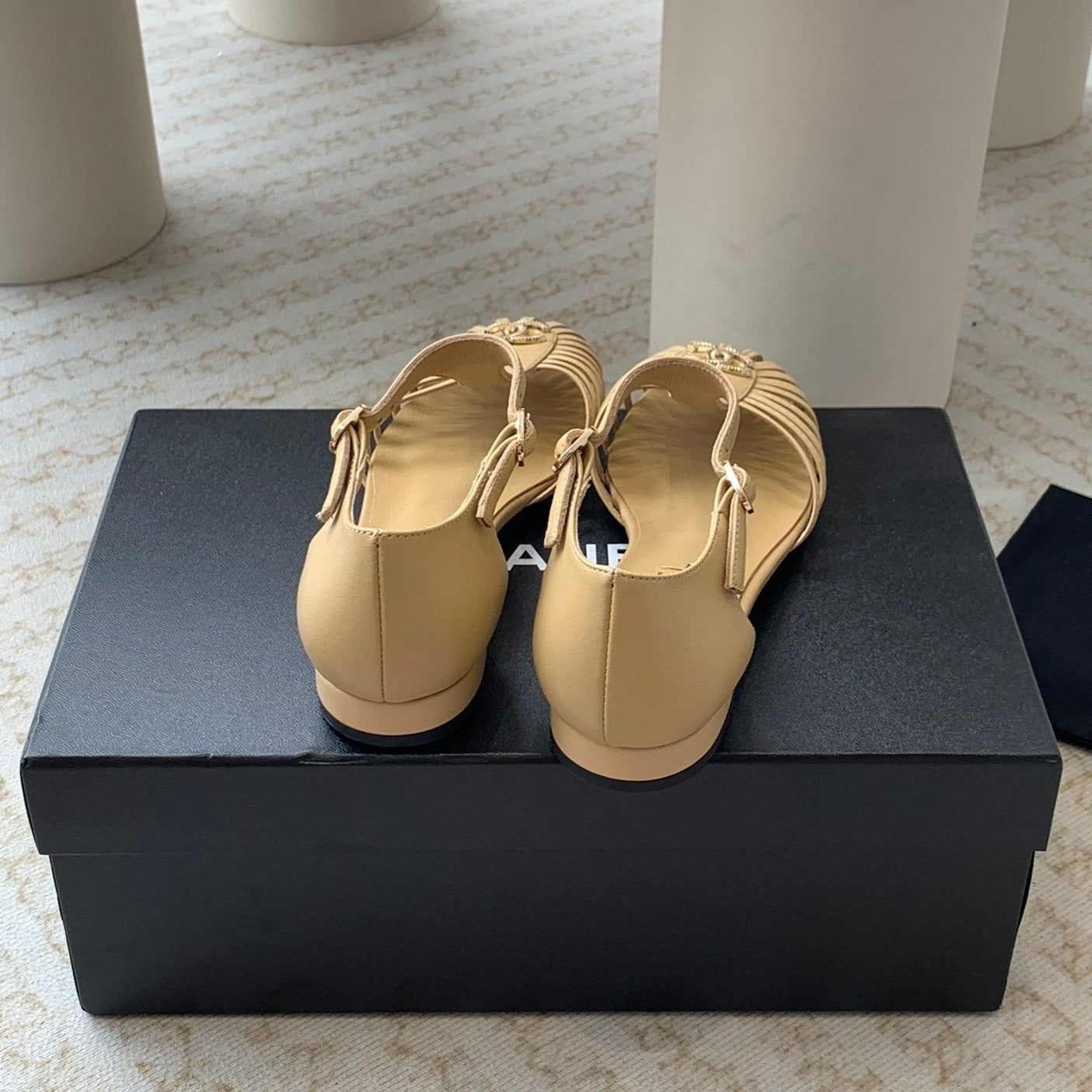 Summer New Hollow Roman Sandals Metalic gold Sheepskin - 35