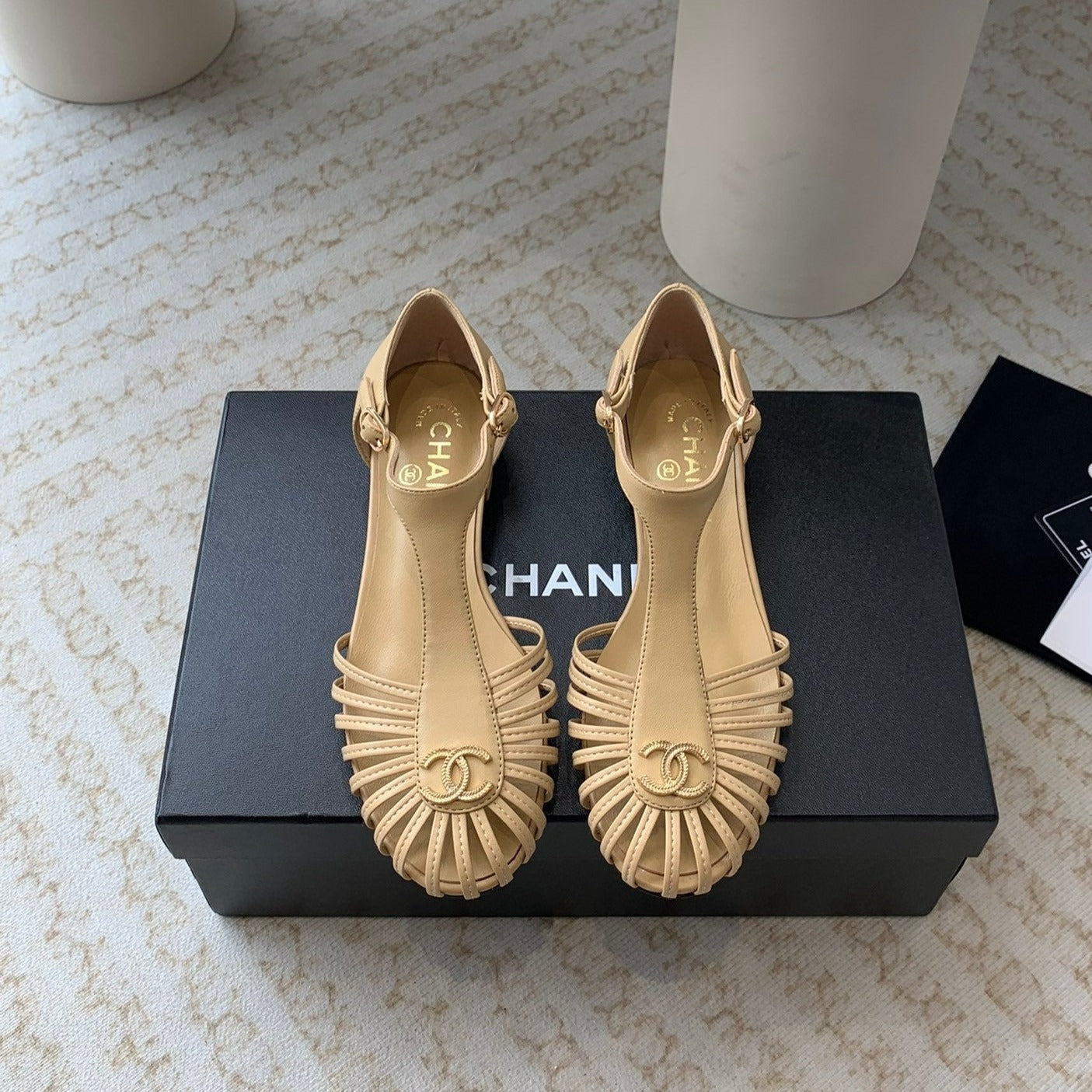 Summer New Hollow Roman Sandals Metalic gold Sheepskin - 35