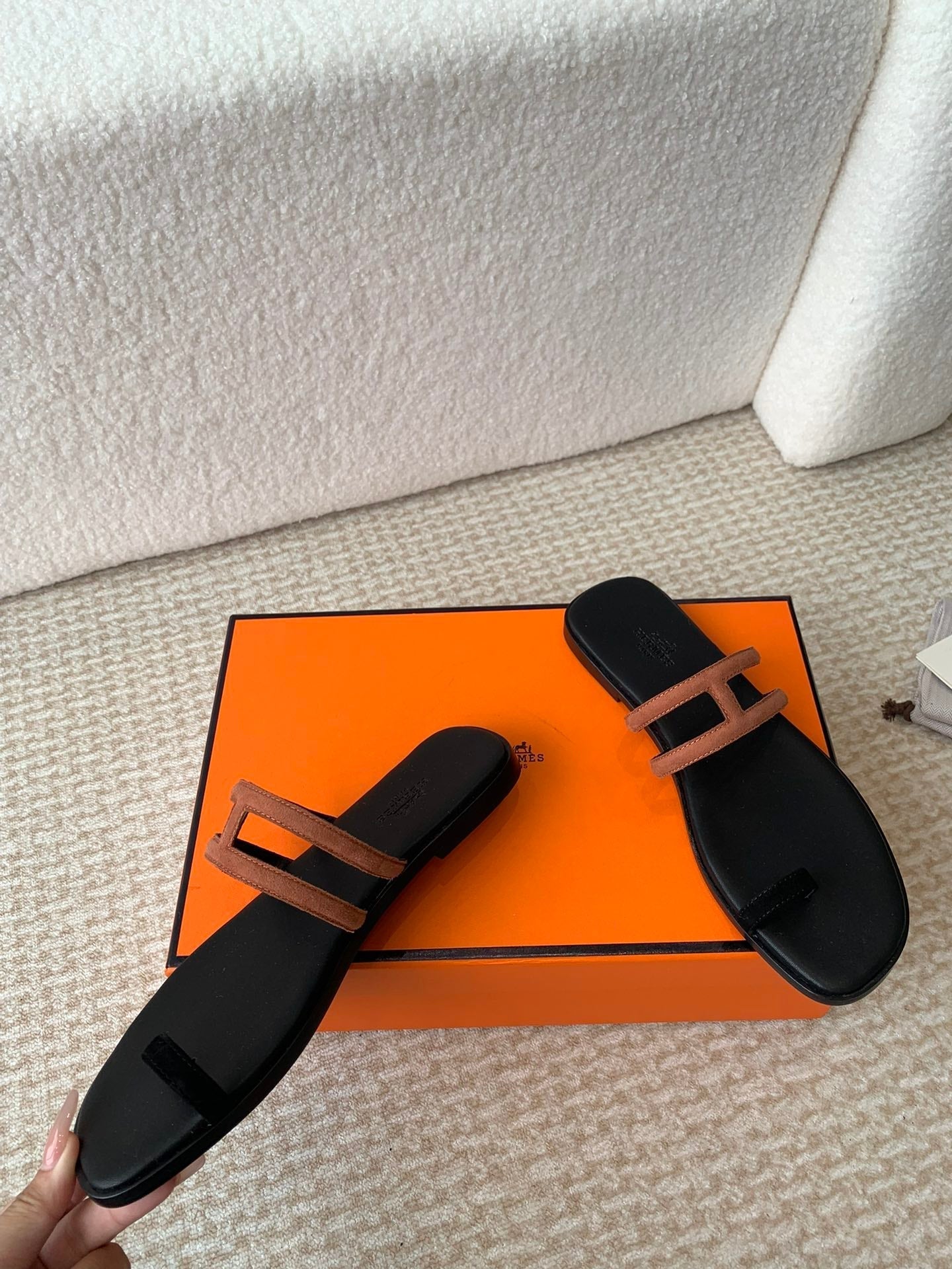 GEORGIA SANDALS BLACK MIX BROWN CALFSKIN - 35