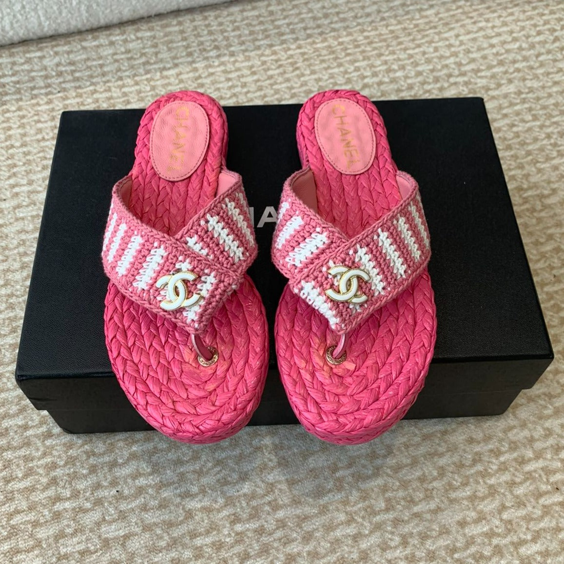 Double C Hottest Knit Flip-Flops Bright Pink - 35