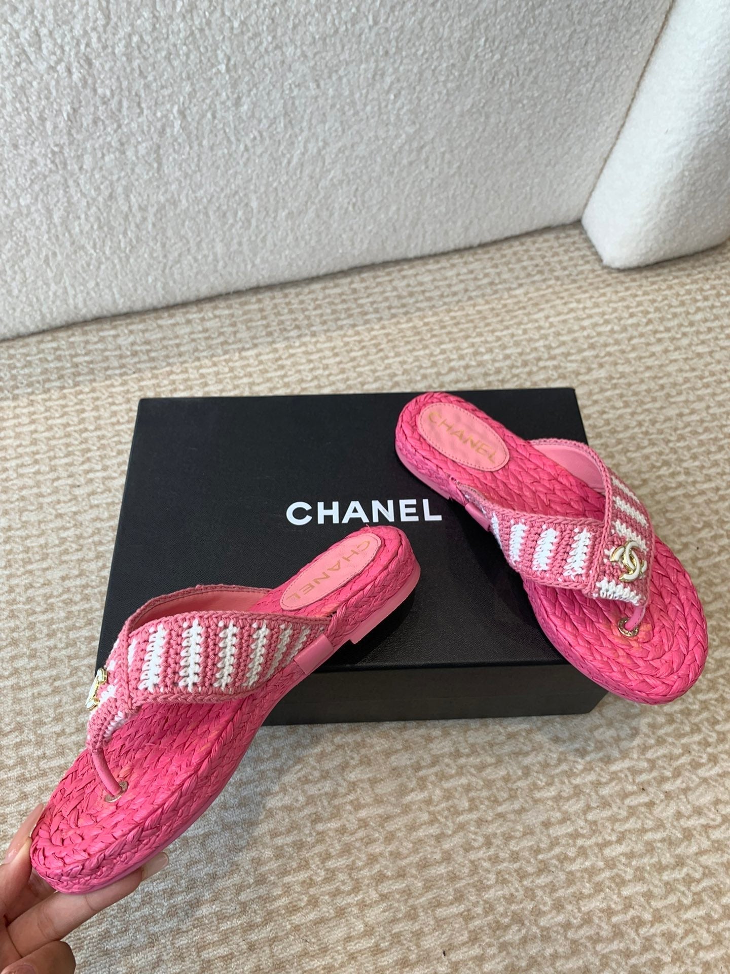 Double C Hottest Knit Flip-Flops Bright Pink - 35