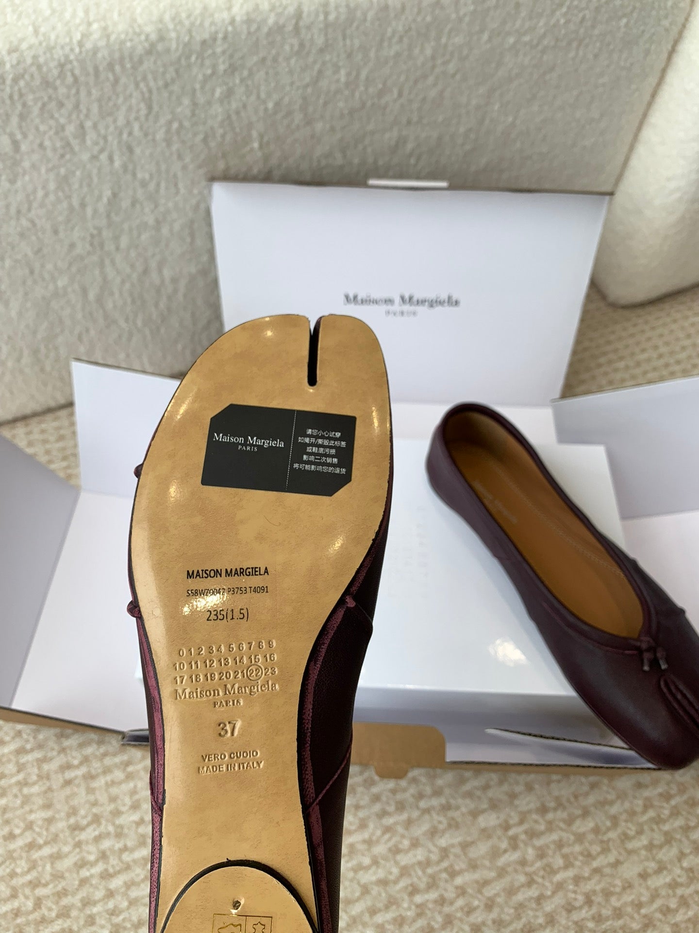 SL TABI BALLERINA FLAT WINE LAMBSKIN - 35