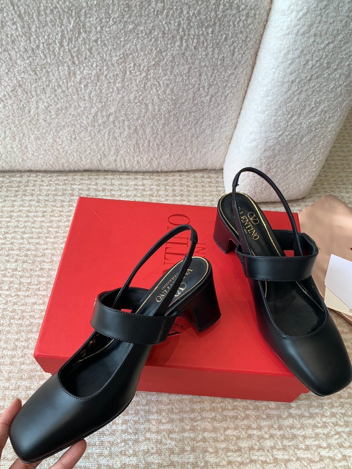 VLOGO LOCKER MARY-JANE SLINGBACK PUMPS IN BLACK CALFSKIN 65 MM - 35
