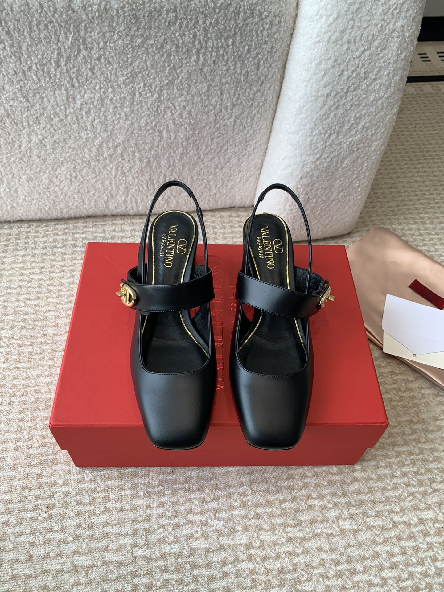 VLOGO LOCKER MARY-JANE SLINGBACK PUMPS IN BLACK CALFSKIN 65 MM - 35