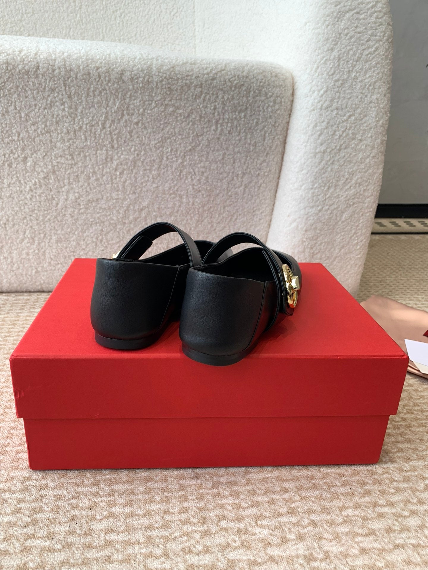VLOGO LOCKER MARY-JANE BALLERINA IN BLACK CALFSKIN - 35
