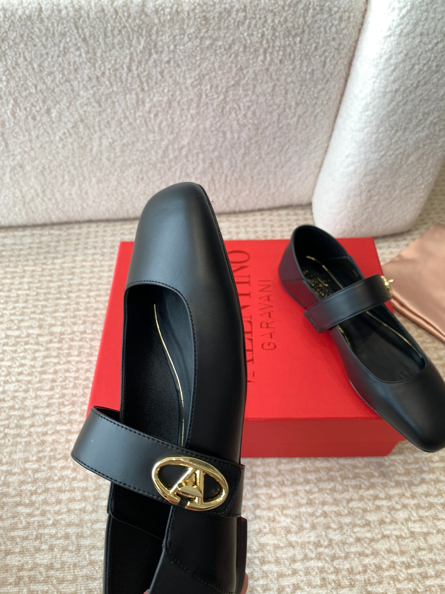 VLOGO LOCKER MARY-JANE BALLERINA IN BLACK CALFSKIN - 35