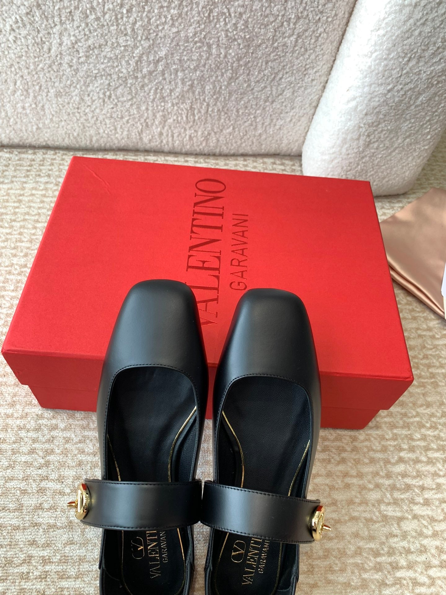 VLOGO LOCKER MARY-JANE BALLERINA IN BLACK CALFSKIN - 35