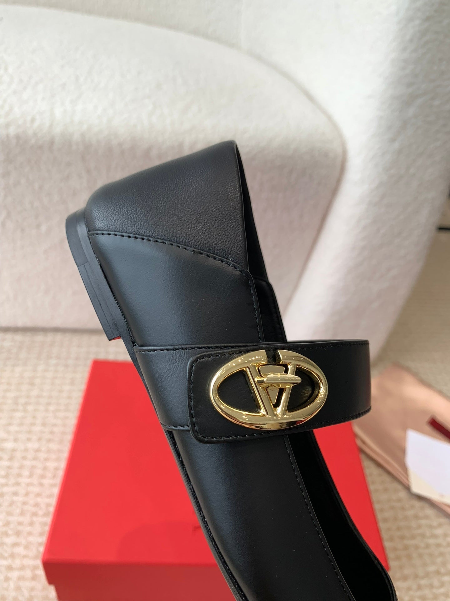 VLOGO LOCKER MARY-JANE BALLERINA IN BLACK CALFSKIN - 35