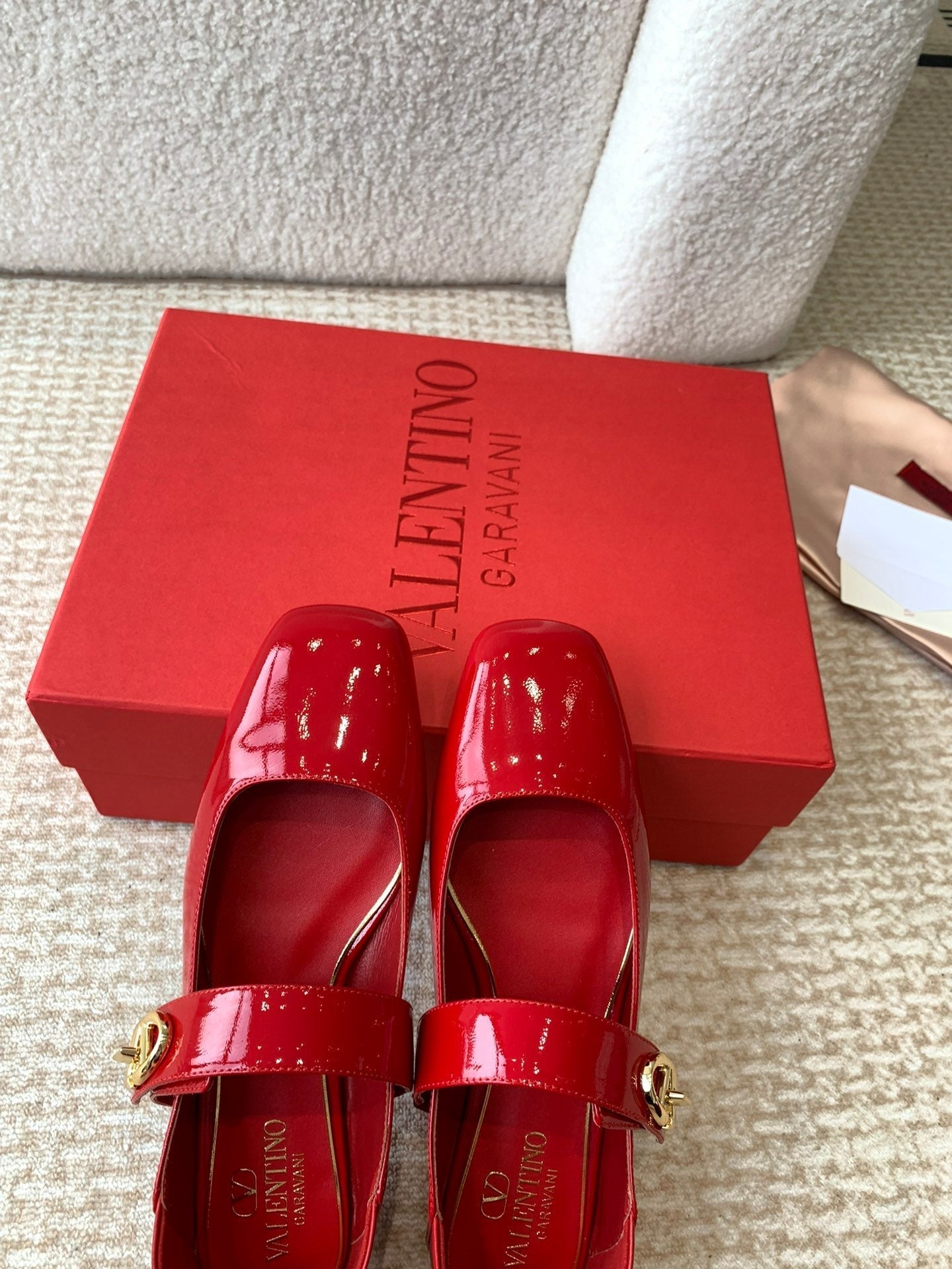 VLOGO LOCKER MARY-JANE BALLERINA IN CRIMSON RED CALFSKIN - 35
