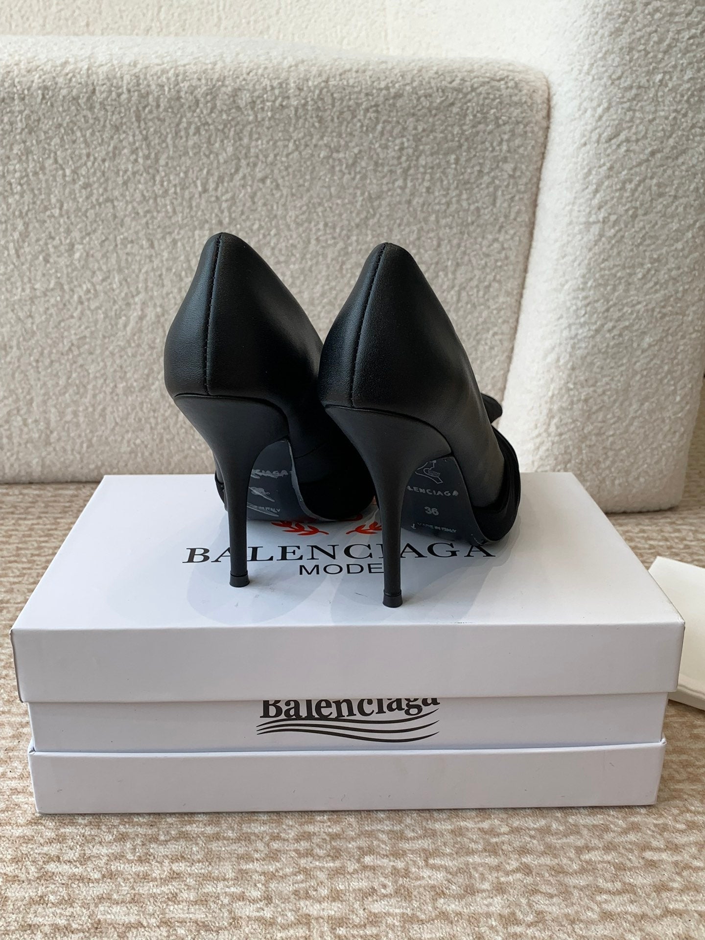 KNIFE CHEMISE HIGH PUMPS IN BLACK COTTON AND CALFSKIN - 34