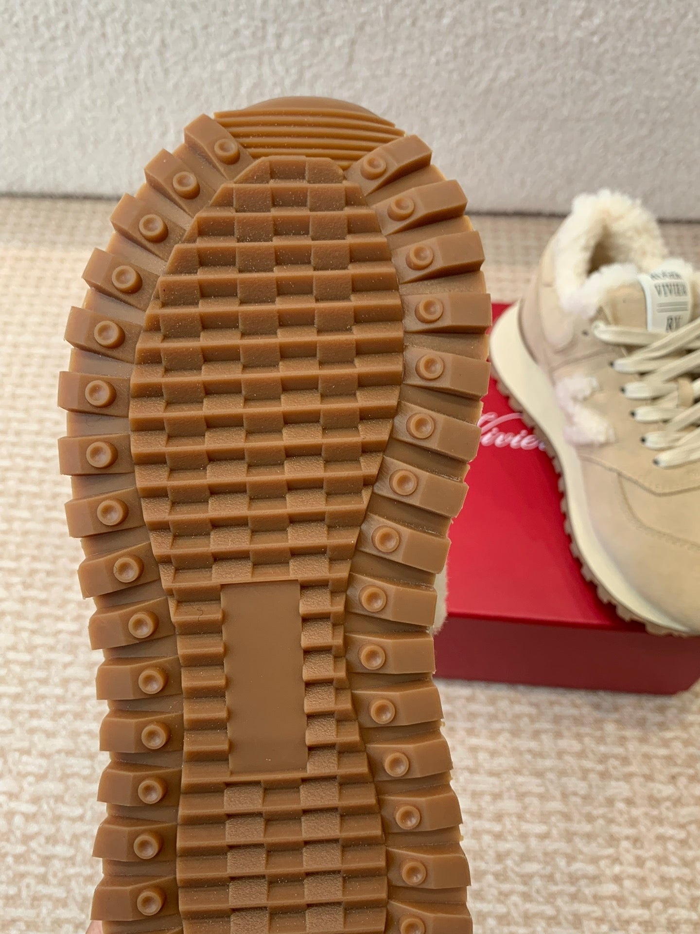 VIV' RUN SNEAKER IN LIGHT BROWN SUEDE AND SHEARLING - 34