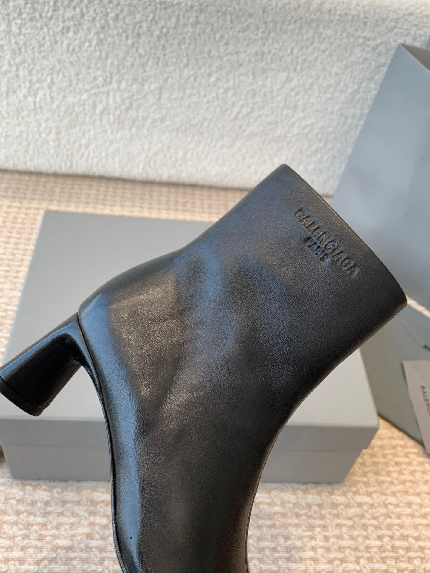 ANKLE BOOTS IN BLACK LOGO EMBOSSED SOFT SHEEPSKIN - 35