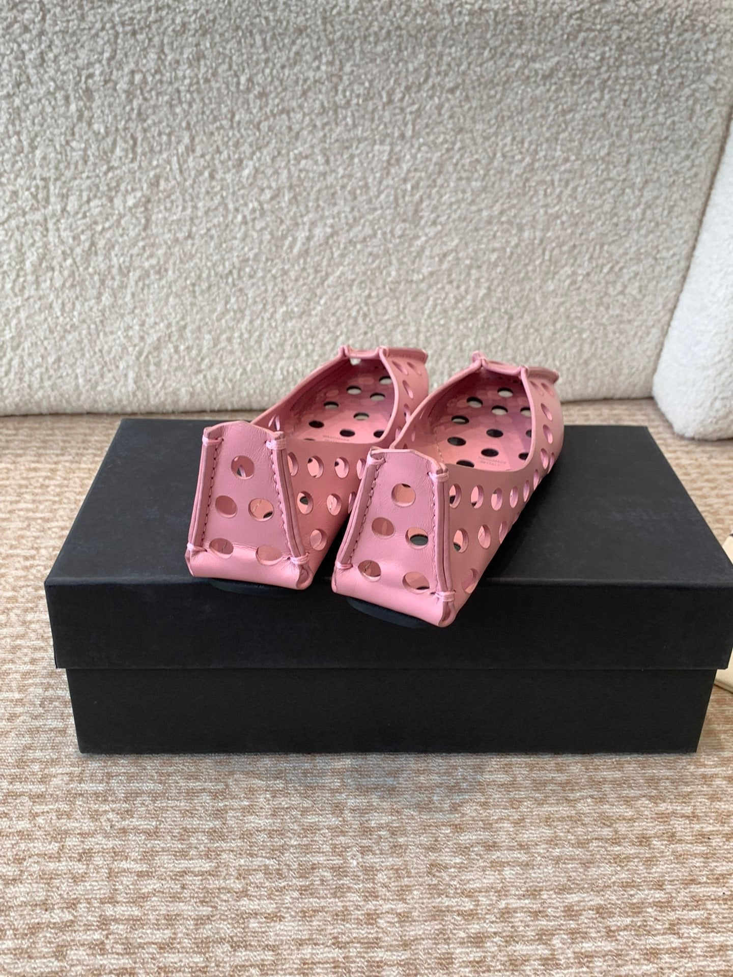 PERFO BALLET FLATS IN FLAMINGO PINK CALFSKIN - 35