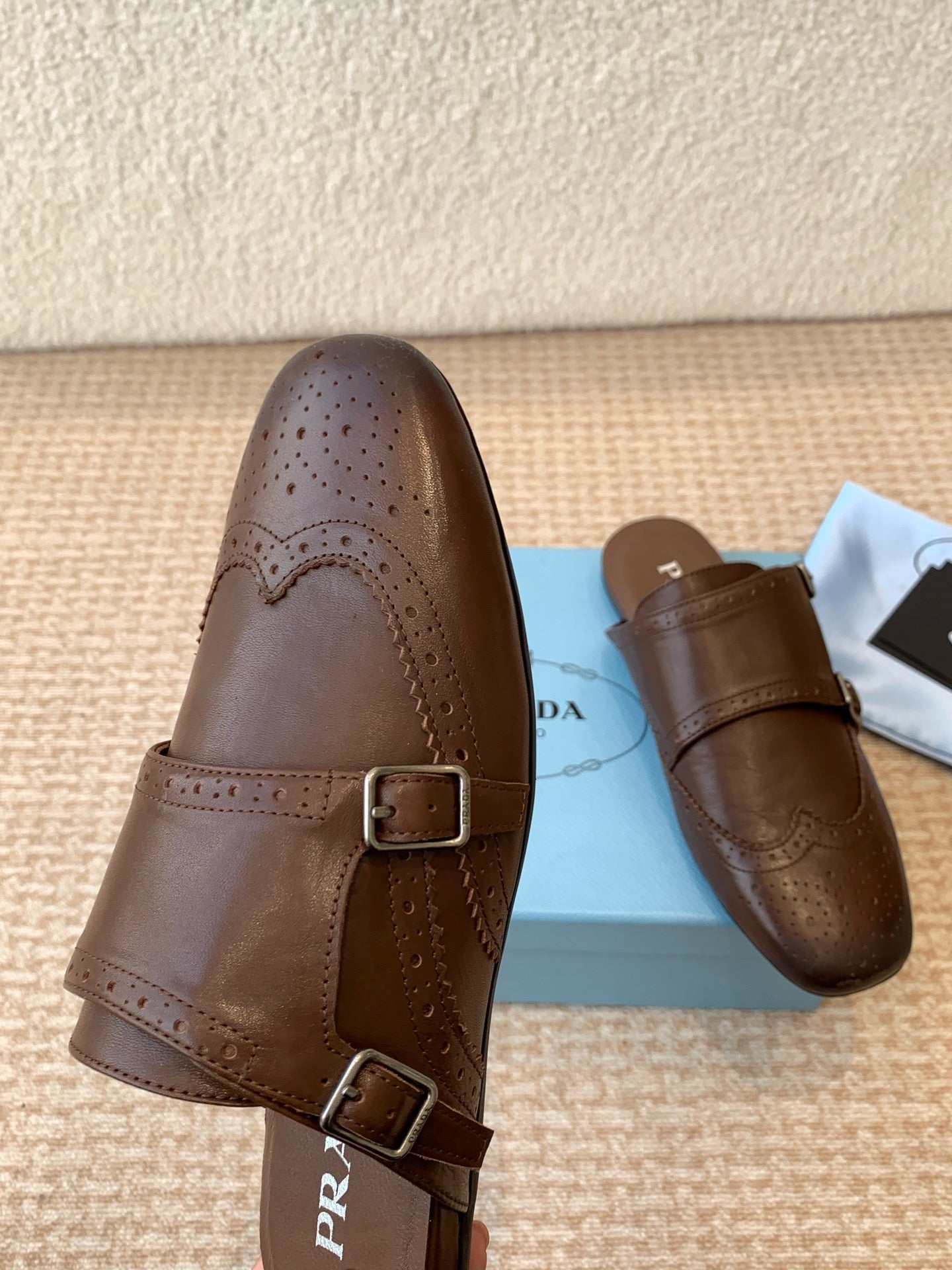 DOUBLE MONK MULES IN DARK BROWN CALFSKIN - 35
