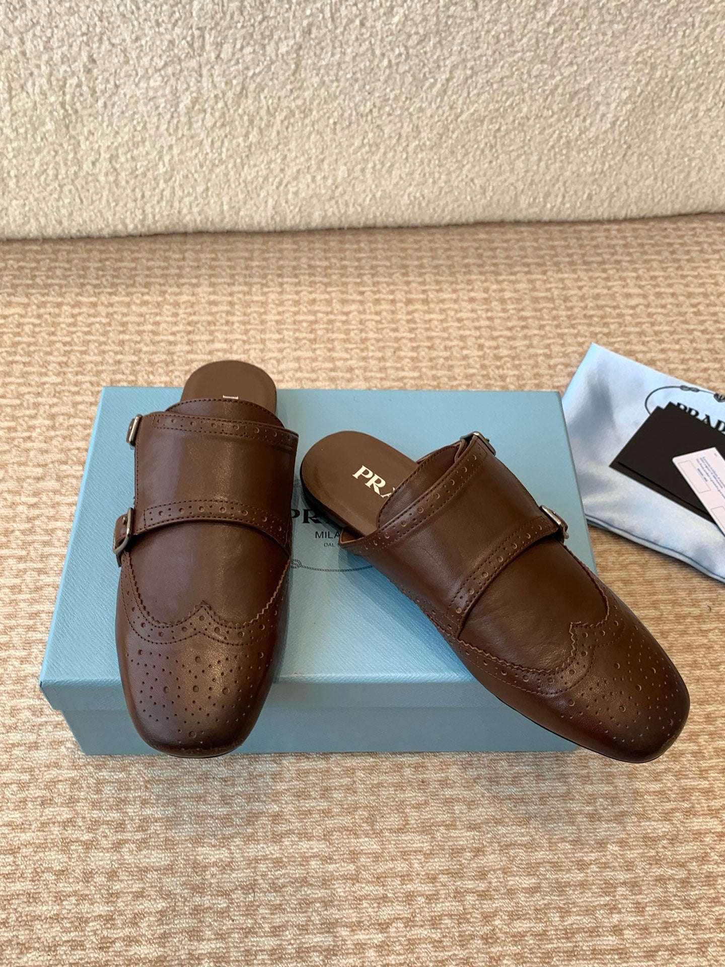 DOUBLE MONK MULES IN DARK BROWN CALFSKIN - 35