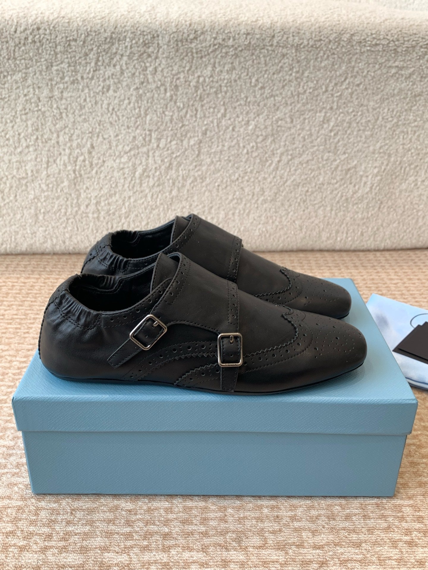 MONK STRAP IN BLACK CALFSKIN - 35