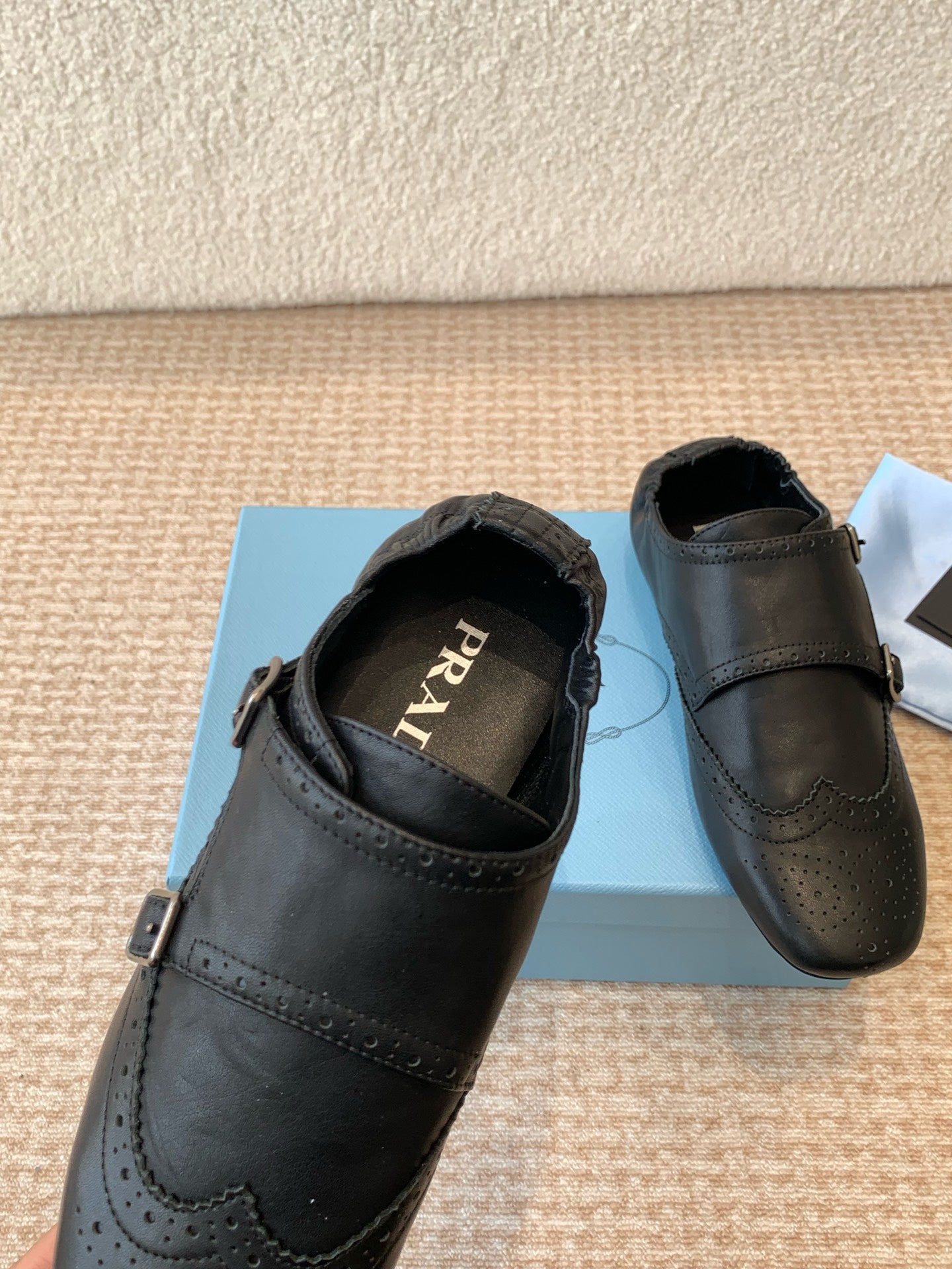 MONK STRAP IN BLACK CALFSKIN - 35