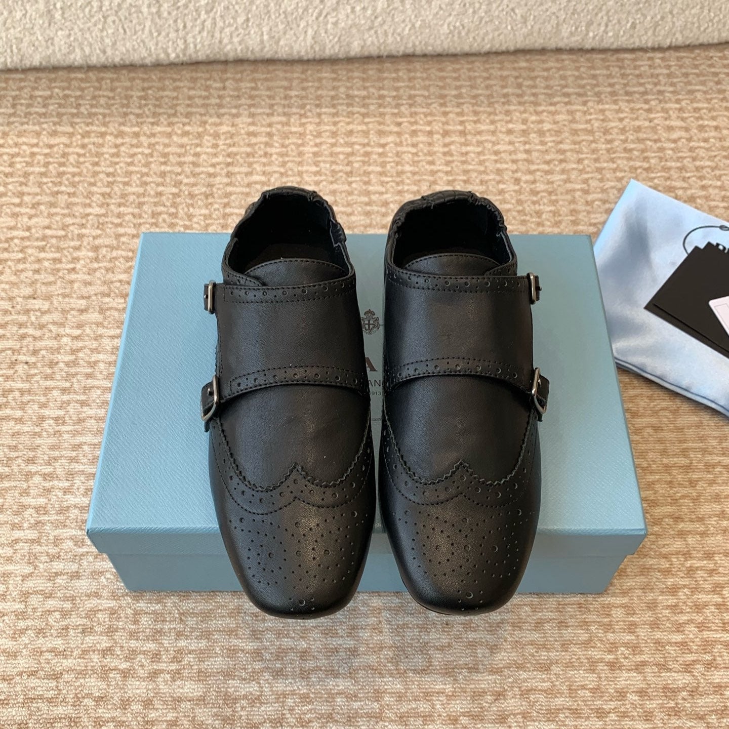 MONK STRAP IN BLACK CALFSKIN - 35
