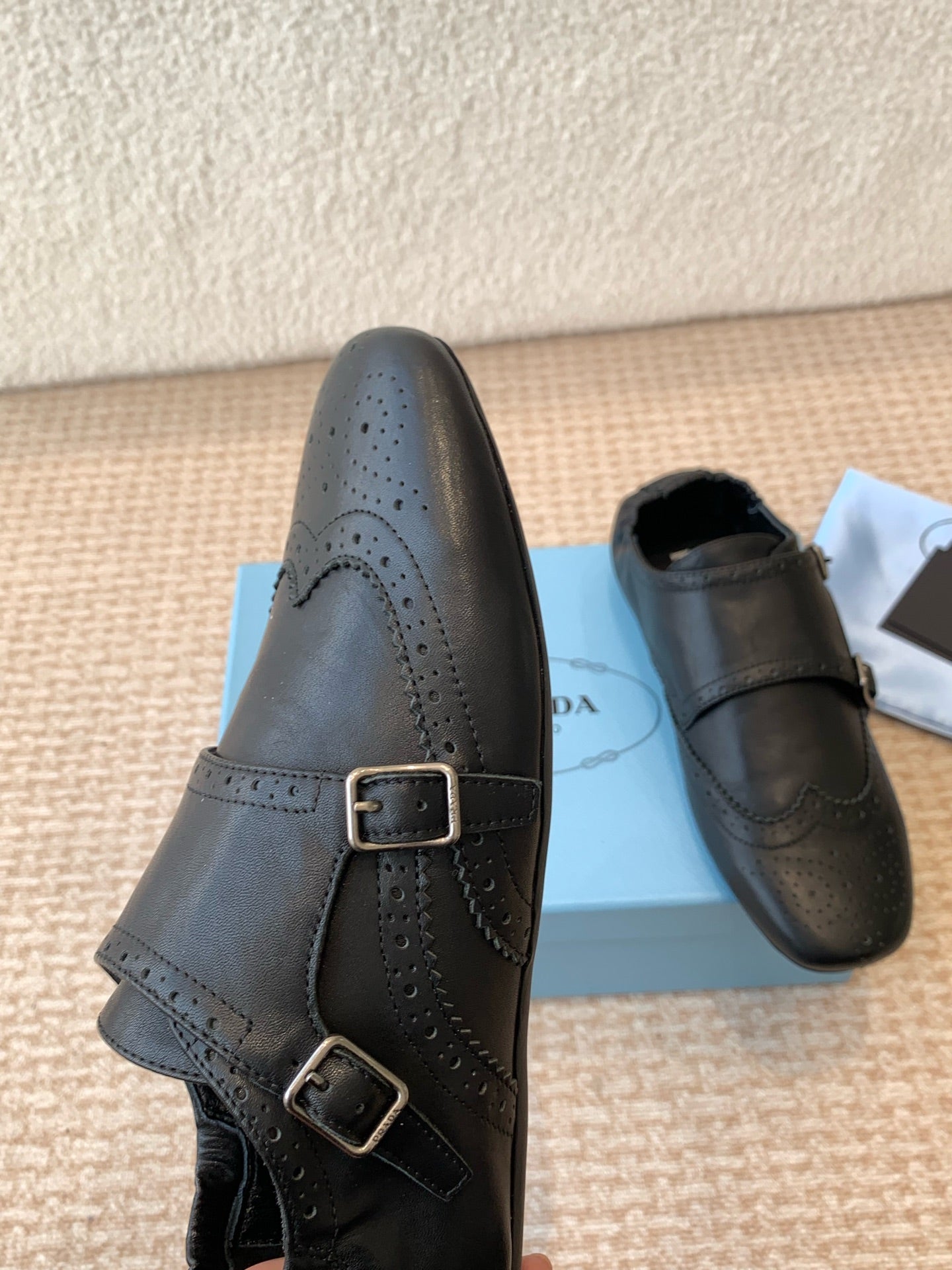 MONK STRAP IN BLACK CALFSKIN - 35