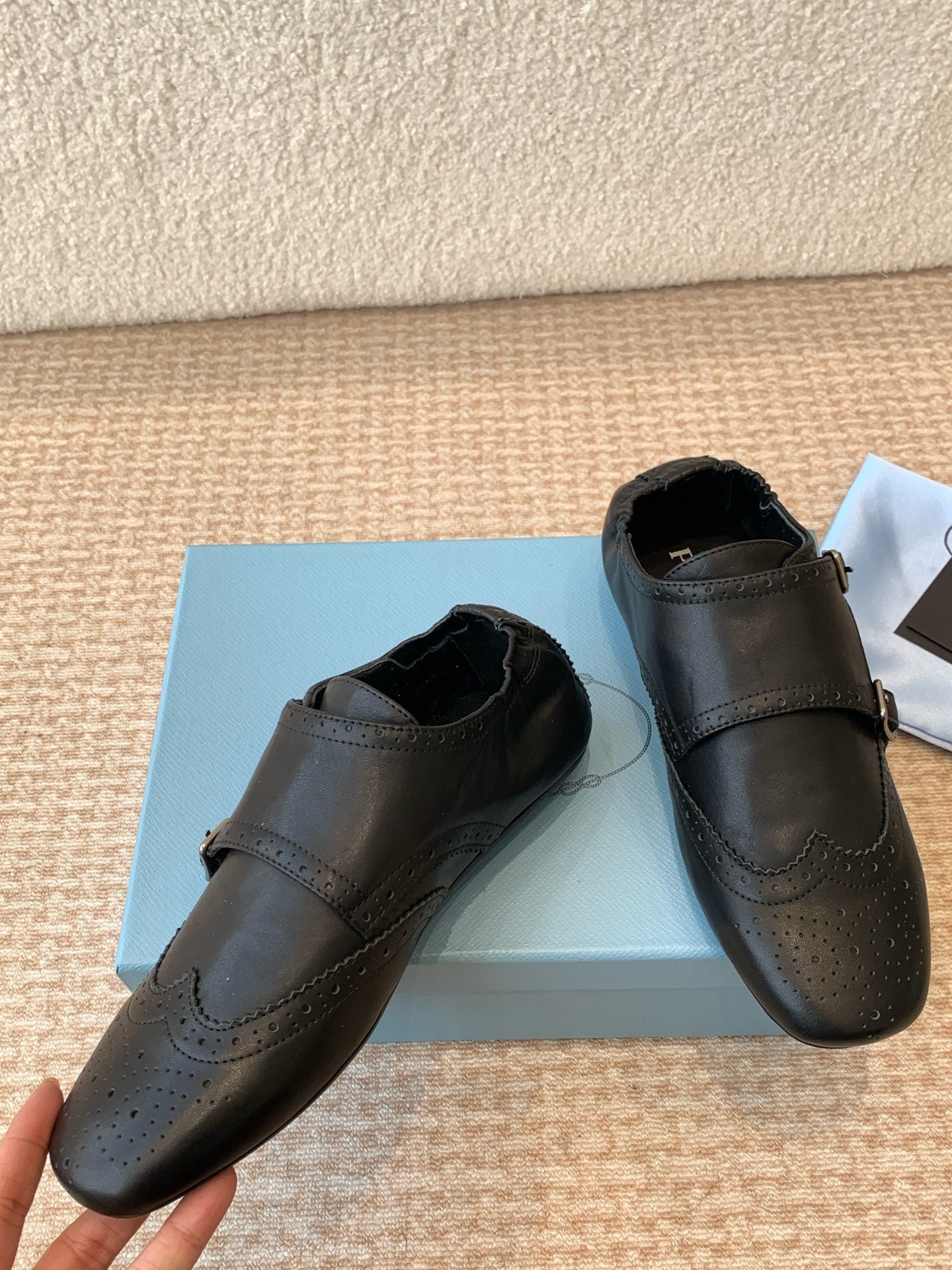 MONK STRAP IN BLACK CALFSKIN - 35