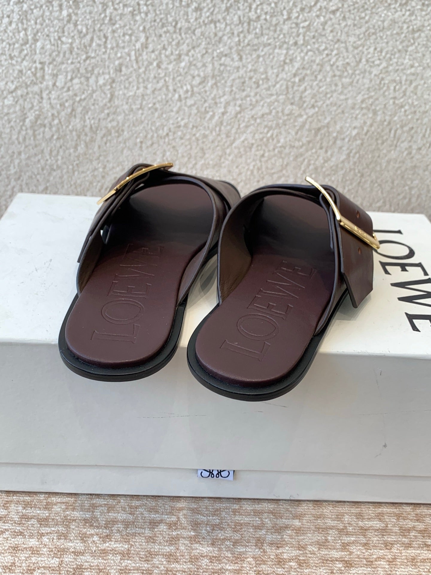 PETAL BELT FLAT SANDAL IN RUSSET BROWN CALFSKIN - 35
