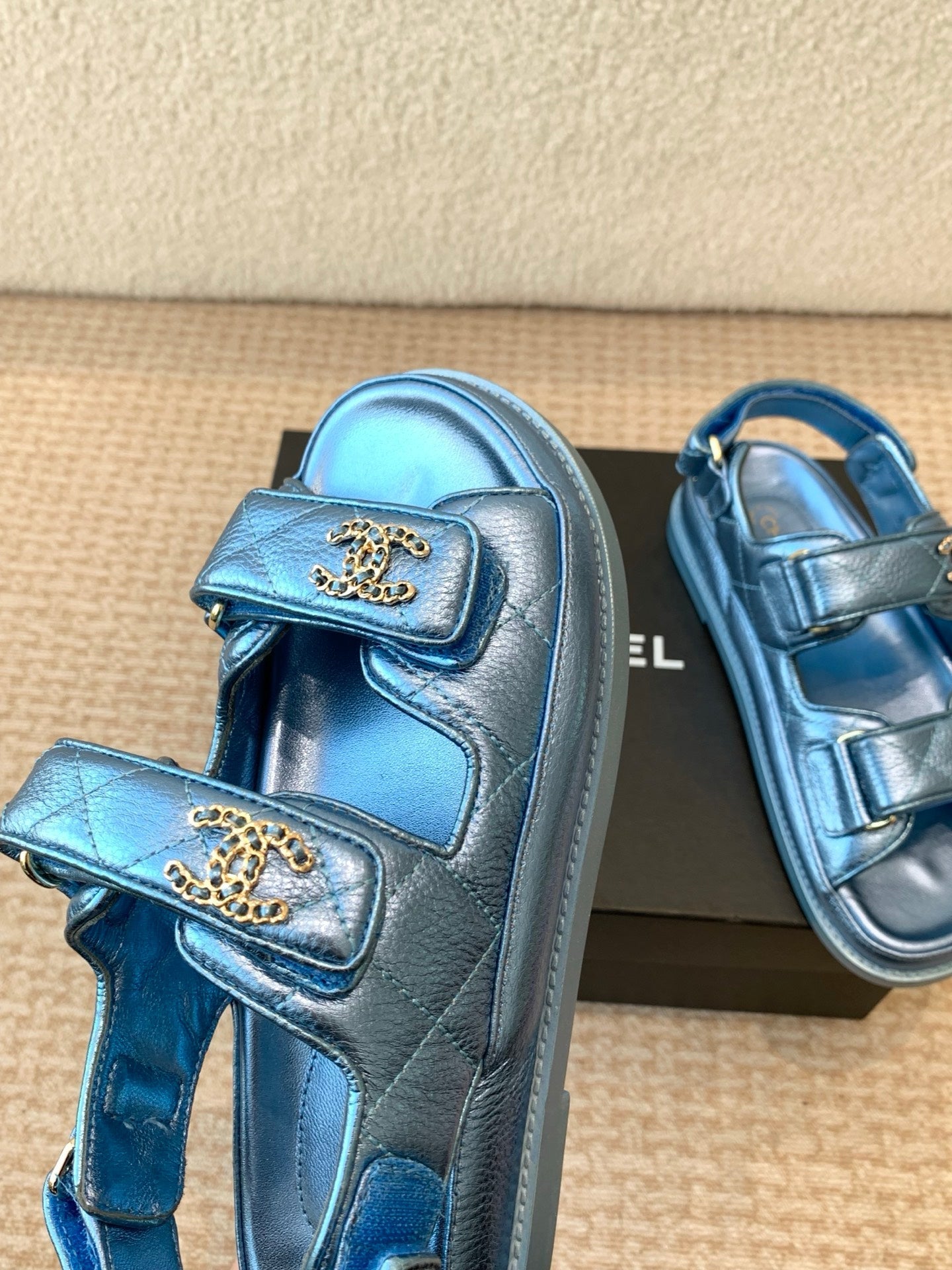 DAD SANDAL IN TEAL BLUE SHEEPSKIN - 35