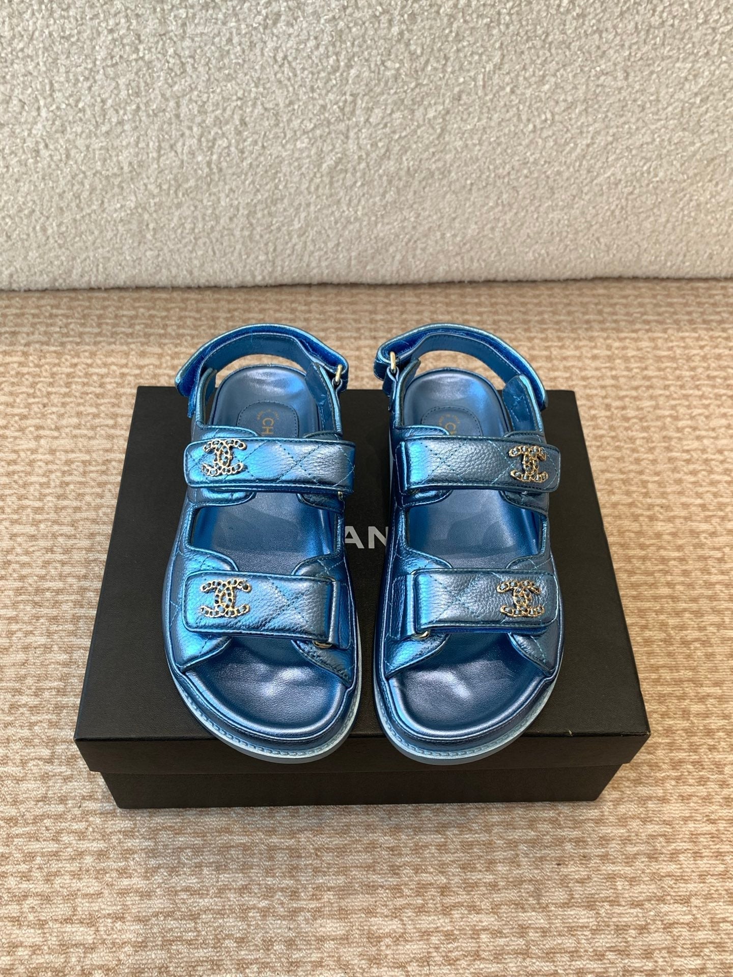DAD SANDAL IN TEAL BLUE SHEEPSKIN - 35