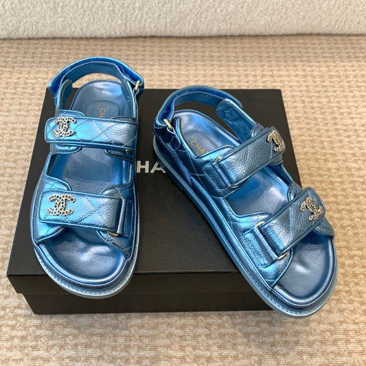 DAD SANDAL IN TEAL BLUE SHEEPSKIN - 35