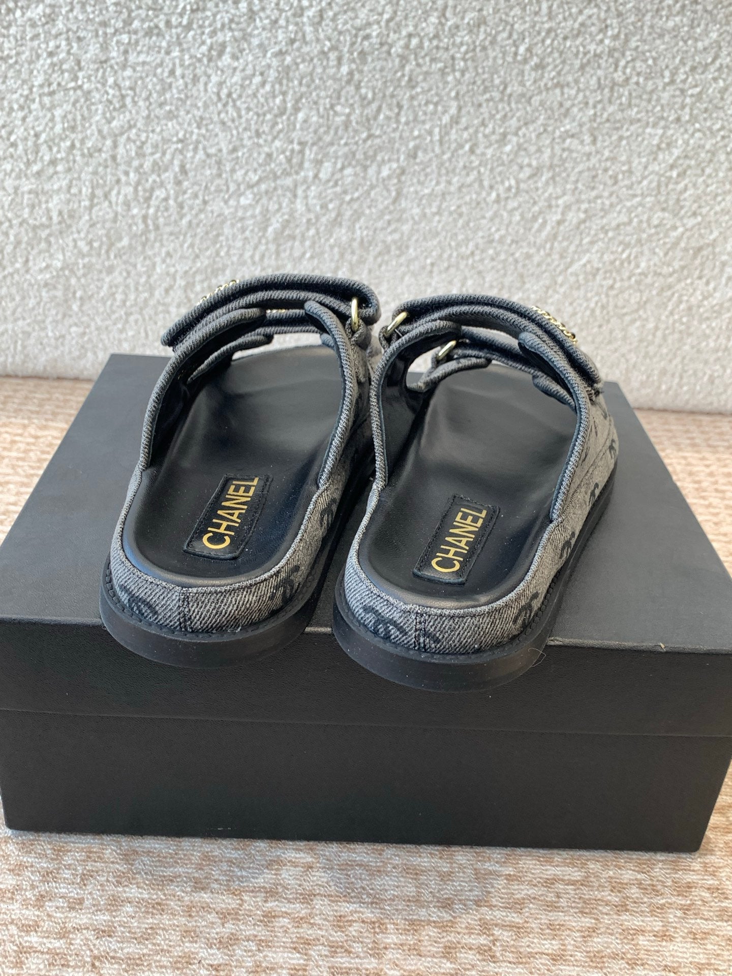 DAD SANDAL IN BLACK DENIM FABRIC MULE - 35