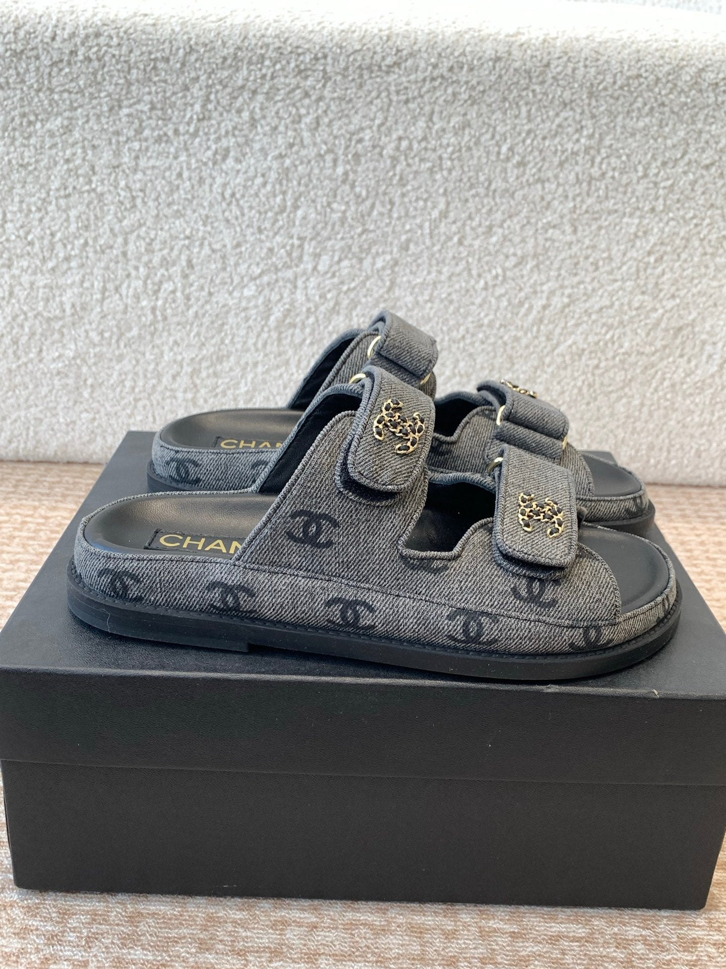 DAD SANDAL IN BLACK DENIM FABRIC MULE - 35