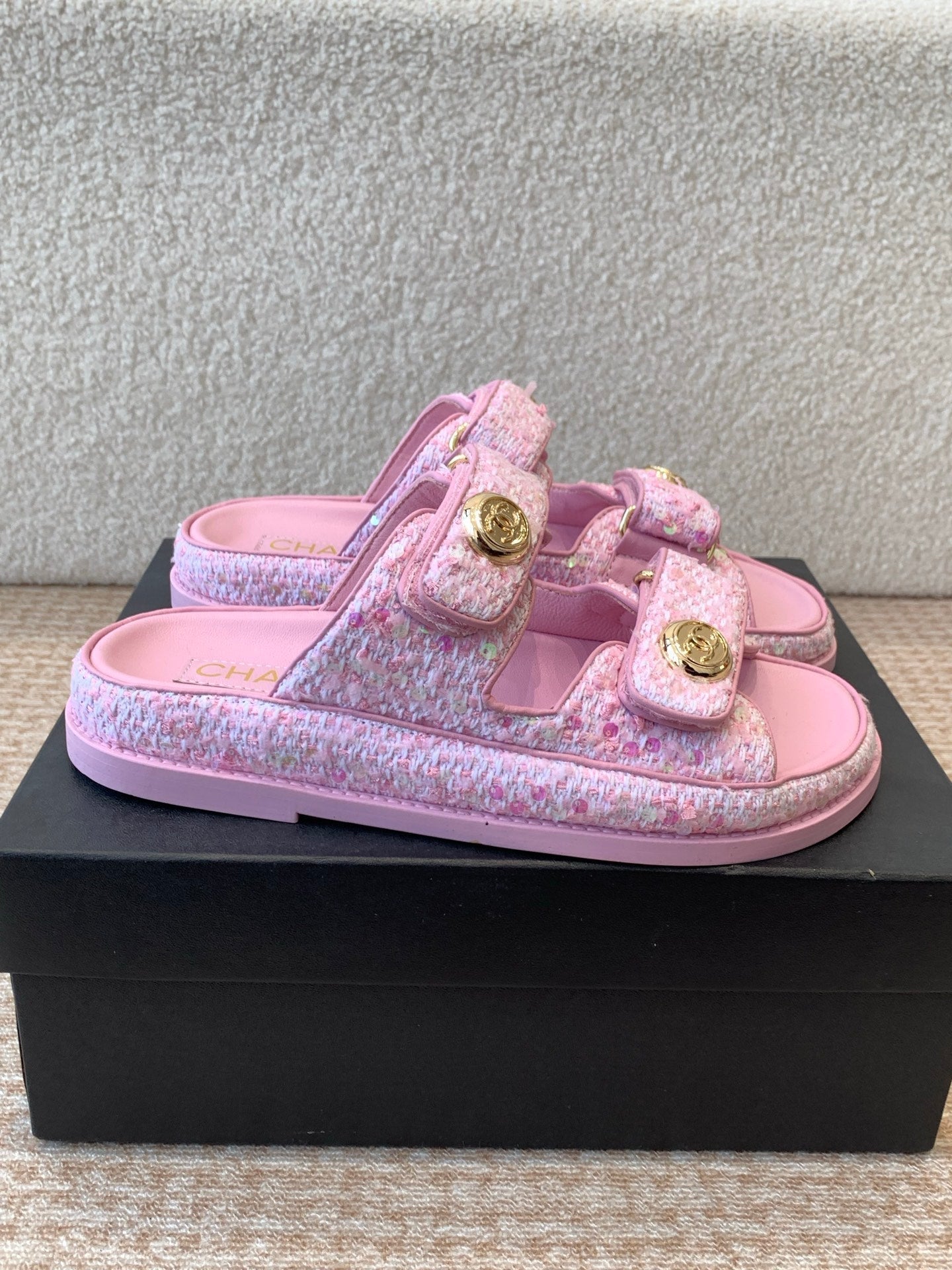 DAD SANDAL IN BRIGHT PINK FABRIC WITH SEQUINS MULE - 35