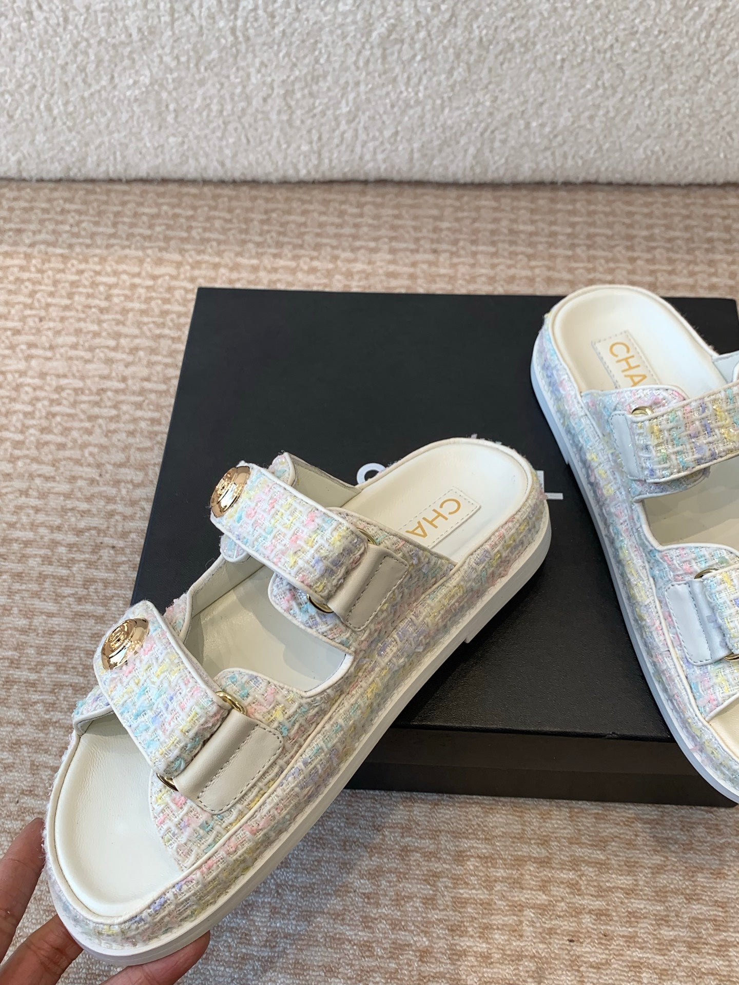 DAD SANDAL IN WHITE FABRIC WITH SEQUINS MULE - 35