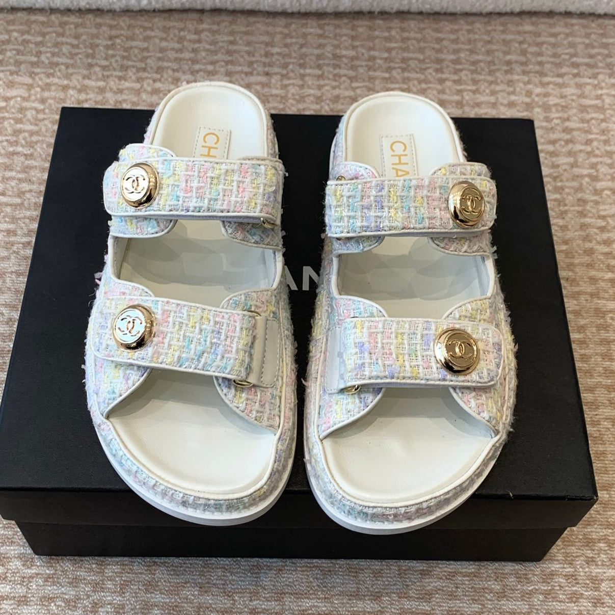 DAD SANDAL IN WHITE FABRIC WITH SEQUINS MULE - 35