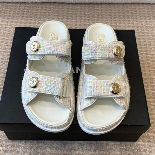 DAD SANDAL IN WHITE FABRIC WITH SEQUINS MULE - 35