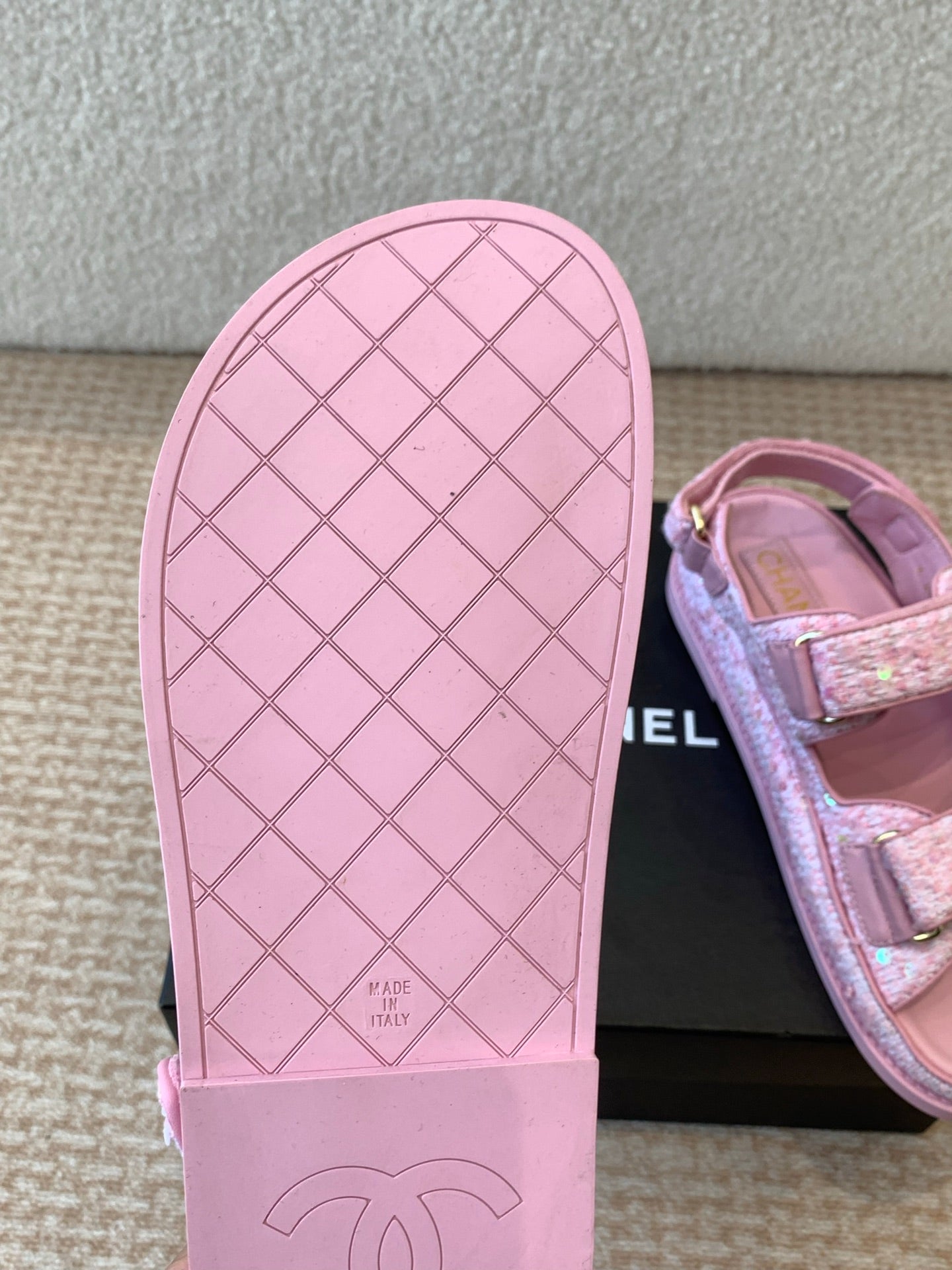 DAD SANDAL IN BRIGHT PINK FABRIC WITH SEQUINS - 35