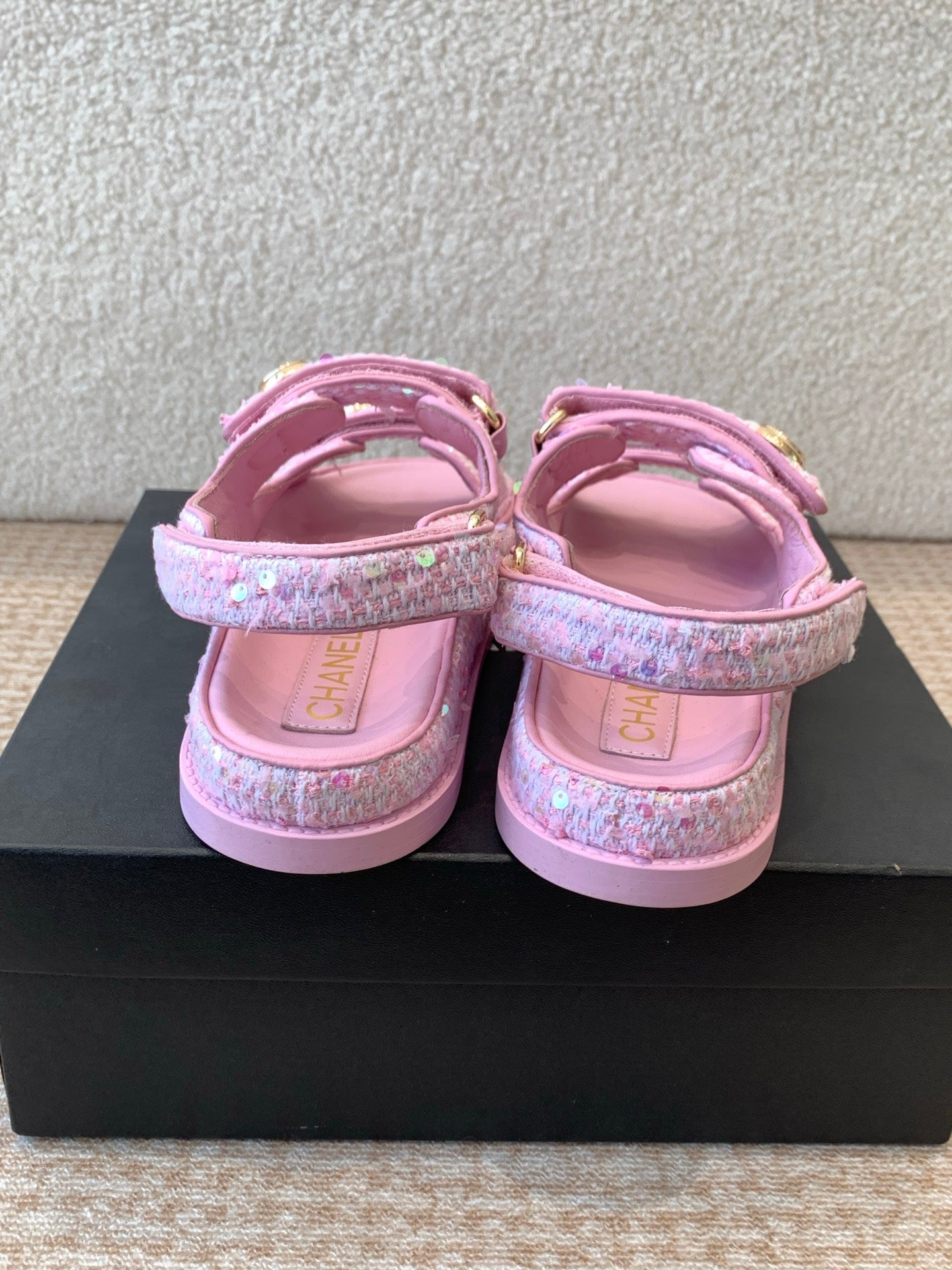 DAD SANDAL IN BRIGHT PINK FABRIC WITH SEQUINS - 35