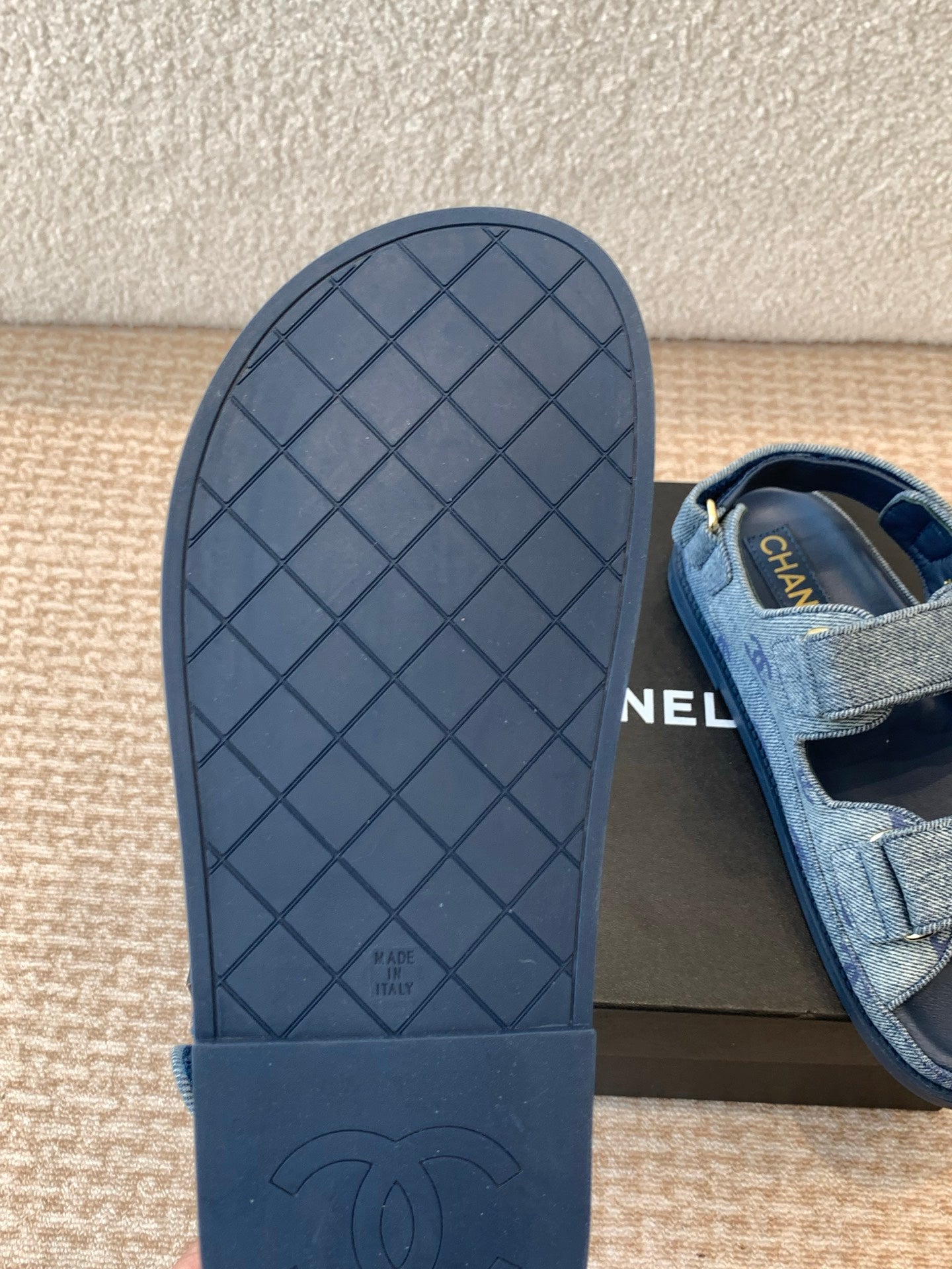 DAD SANDAL IN CLASSIC BLUE DENIM FABRIC - 35
