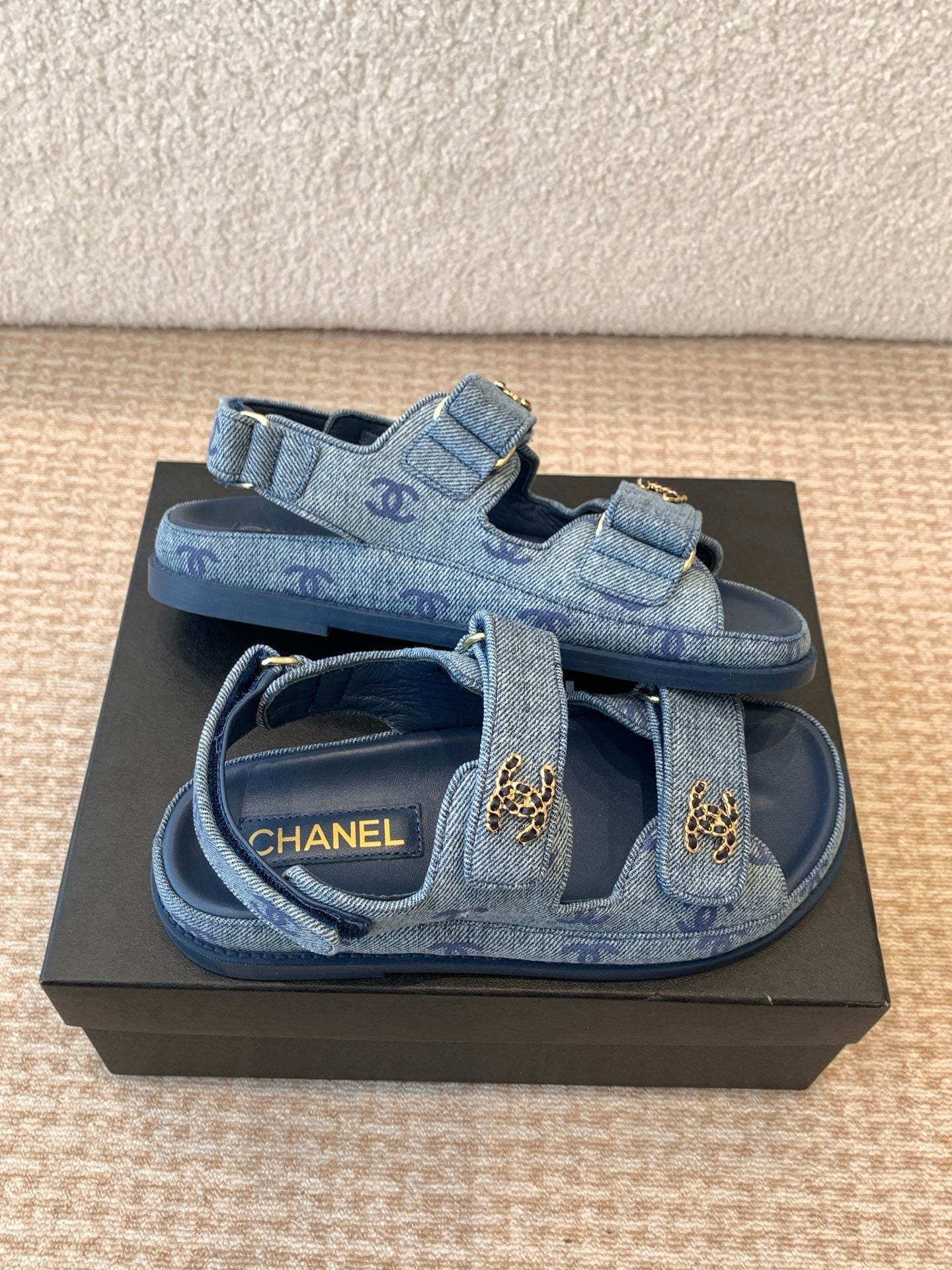 DAD SANDAL IN CLASSIC BLUE DENIM FABRIC - 35