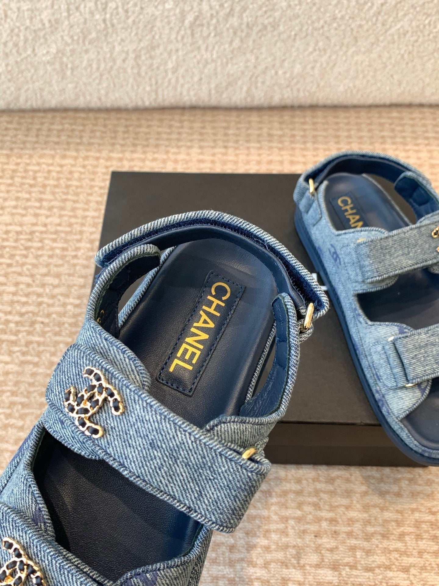 DAD SANDAL IN CLASSIC BLUE DENIM FABRIC - 35
