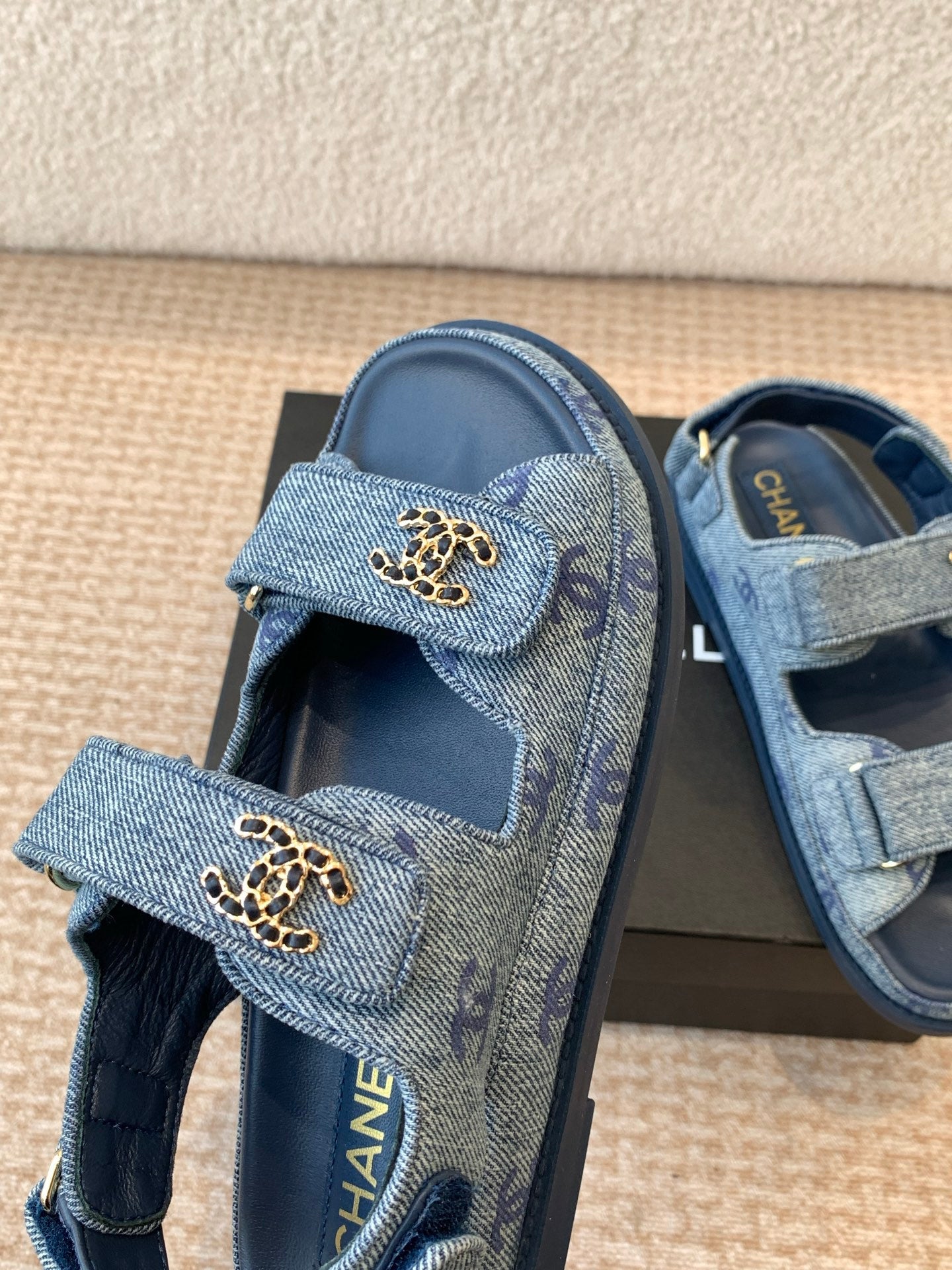 DAD SANDAL IN CLASSIC BLUE DENIM FABRIC - 35