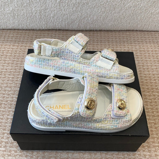 DAD SANDAL IN WHITE MIX COLORFUL FABRIC - 35