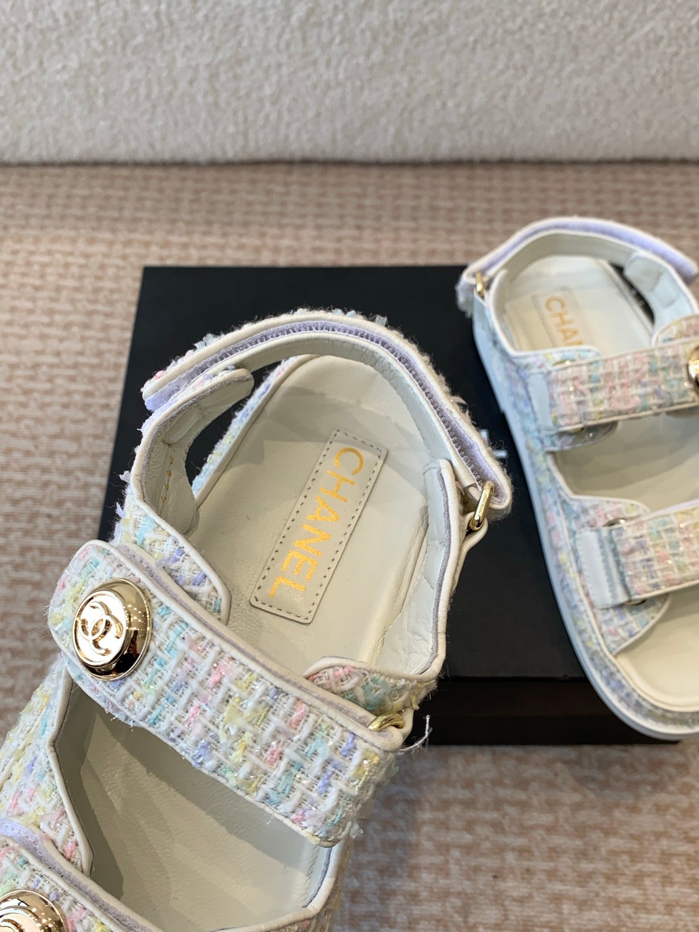 DAD SANDAL IN WHITE MIX COLORFUL FABRIC - 35