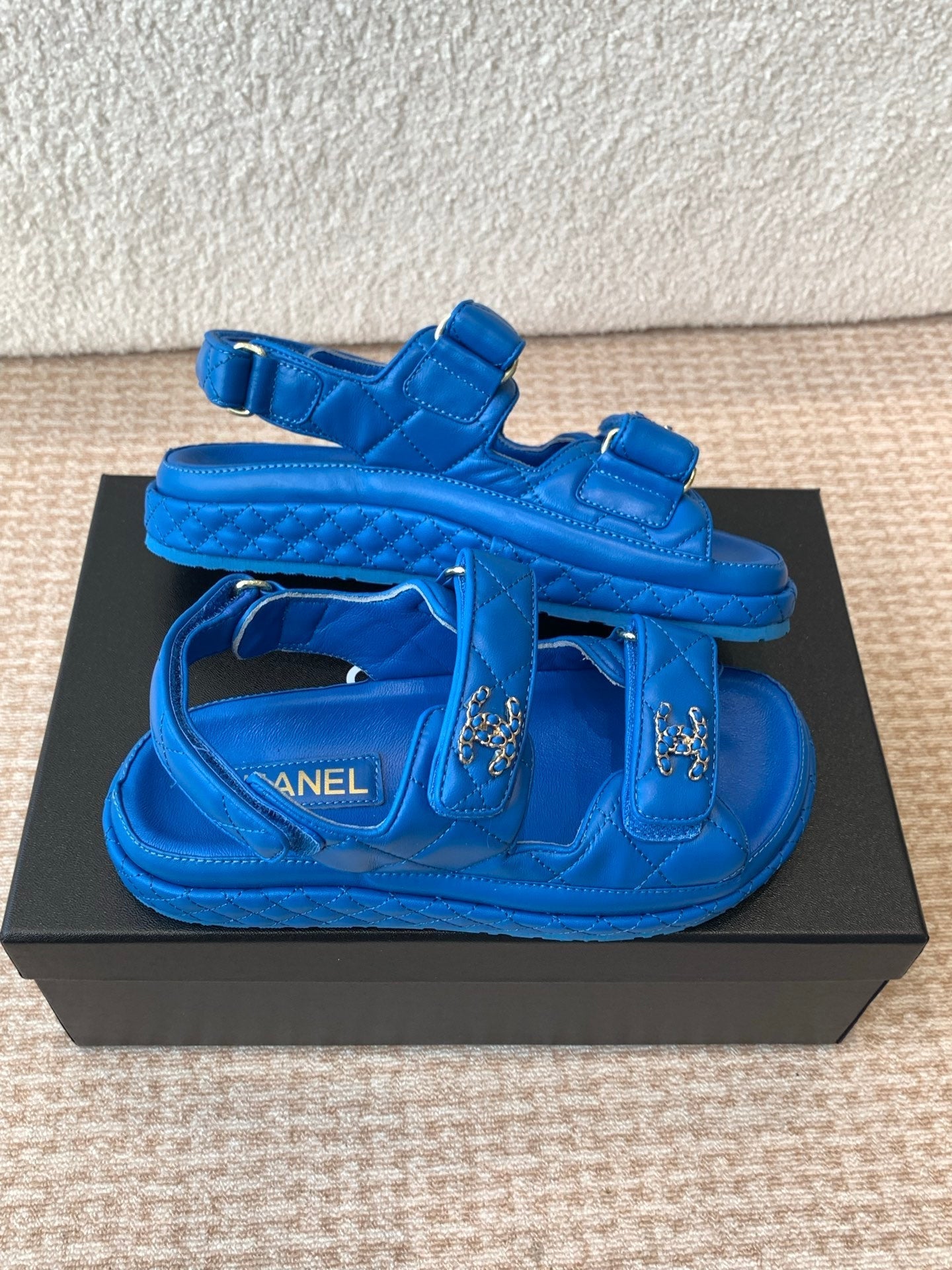 DAD SANDAL IN COBALT BLUE CALFSKIN - 35