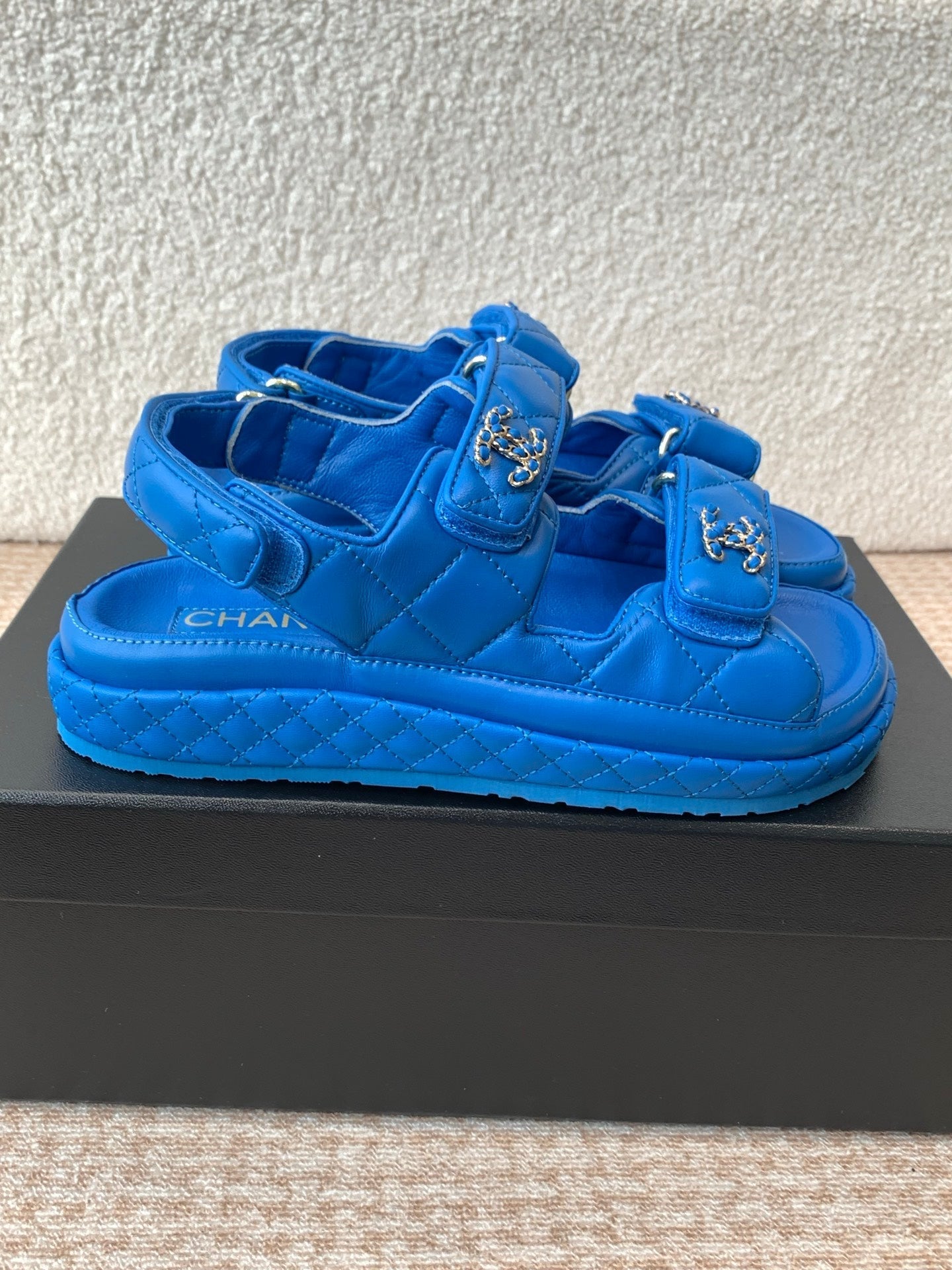 DAD SANDAL IN COBALT BLUE CALFSKIN - 35